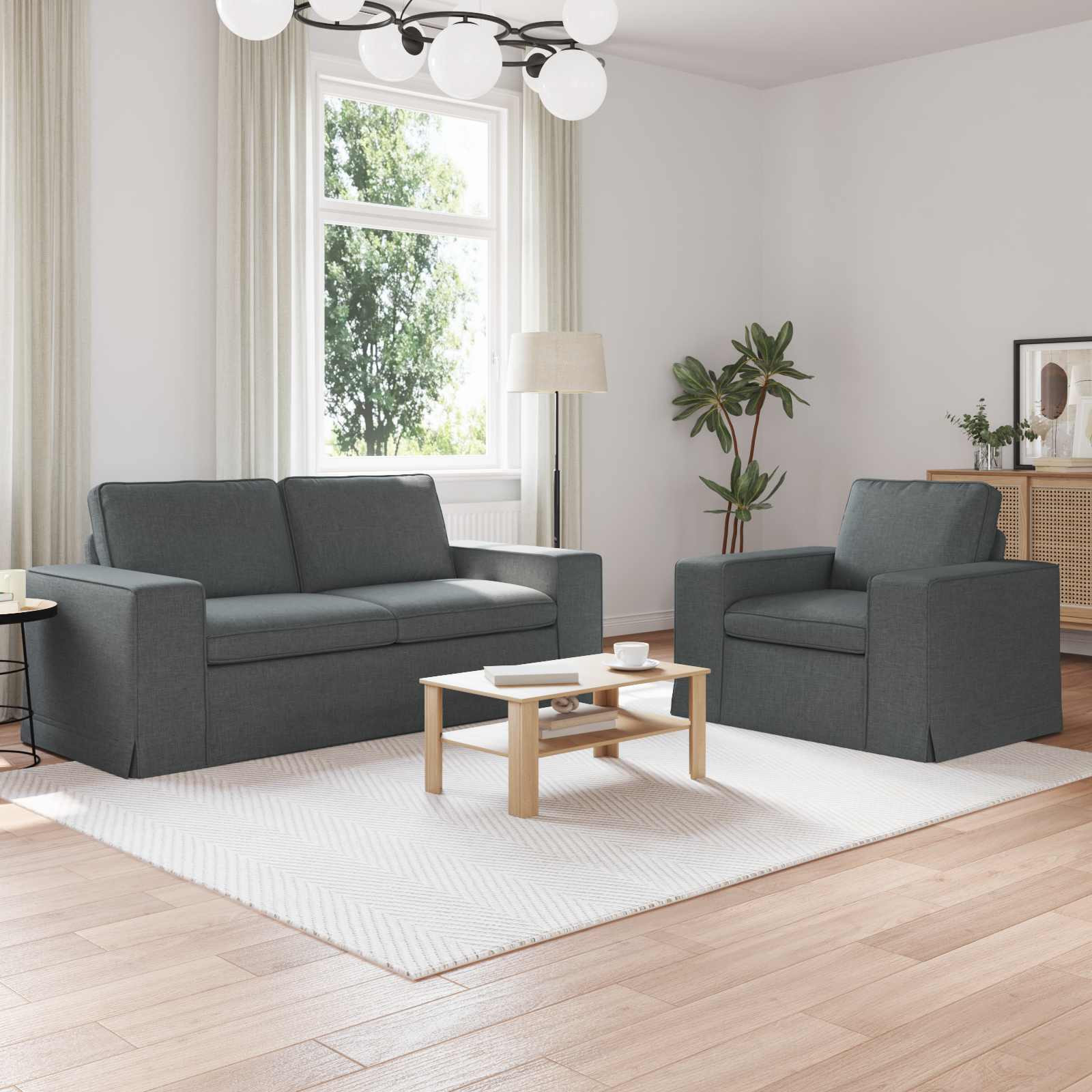 vidaXL Sofa Set 2 pcs Dunkelgrau 182 x 80 x 82 cm Stoff