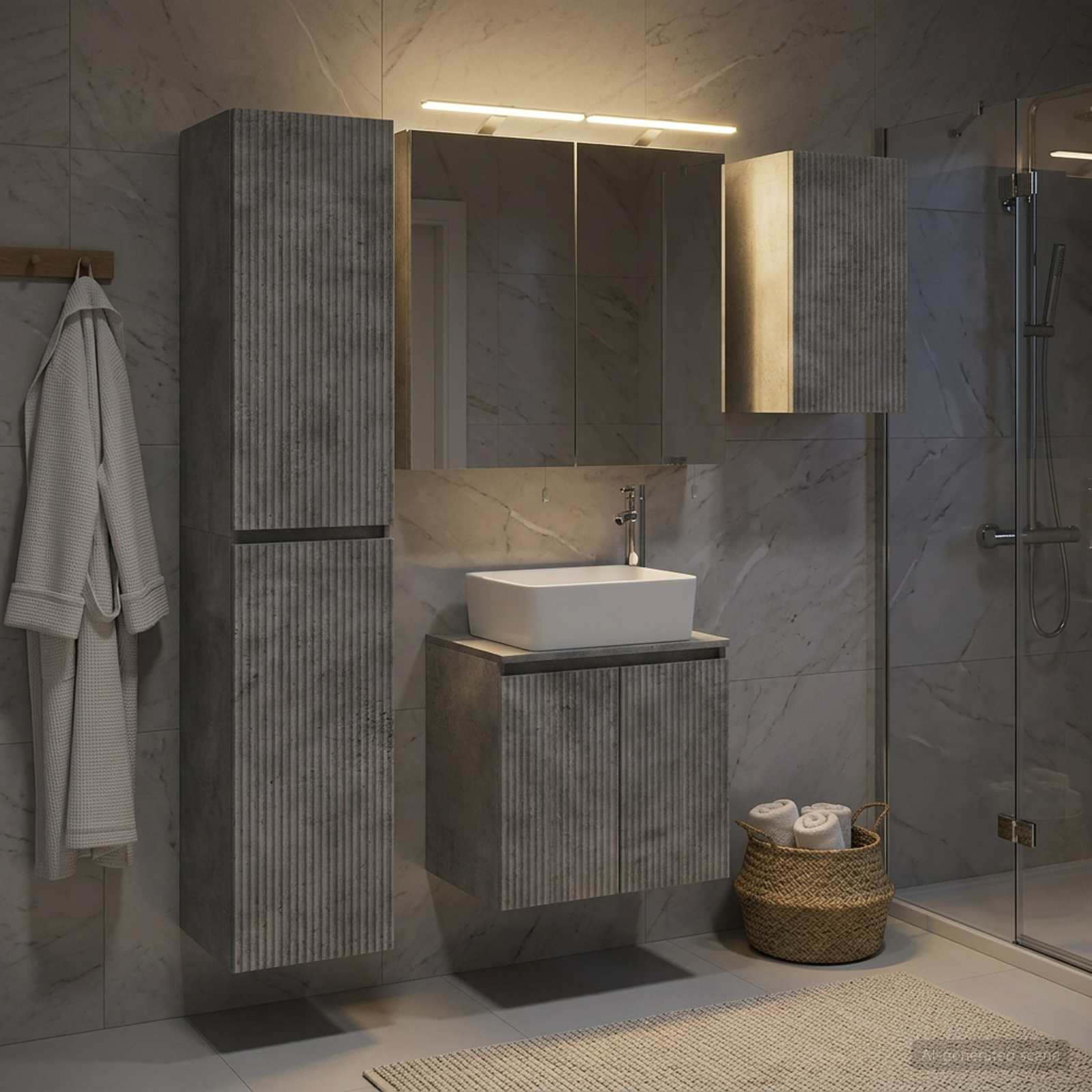 vidaXL Badezimmerschrank-Set 5 pcs Betongrau 50 x 14,5 x 70 cm
