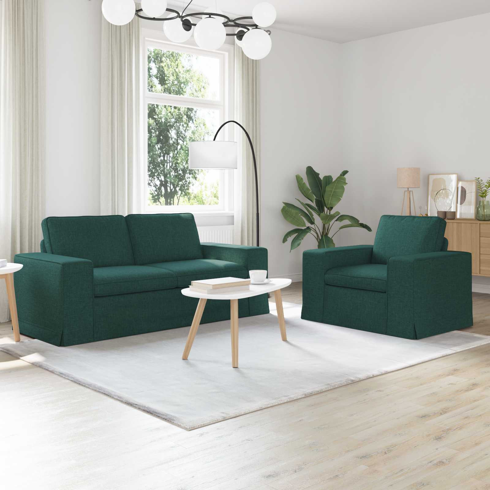 vidaXL Sofa Set 2 pcs Dunkelgrün 182 x 80 x 82 cm Stoff