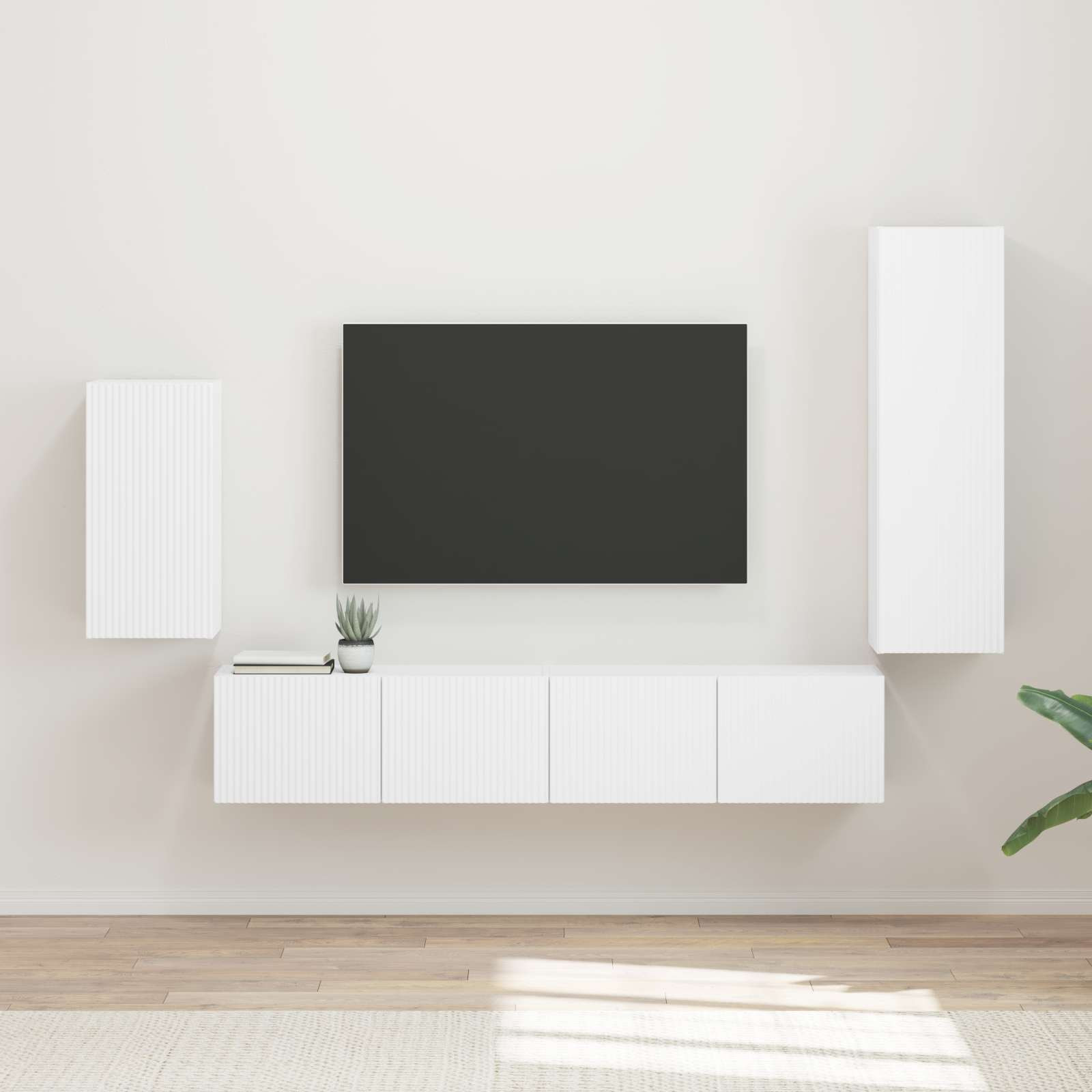 vidaXL TV-Schrankset Wandmontiert 4 pcs Weiß Holzwerkstoff