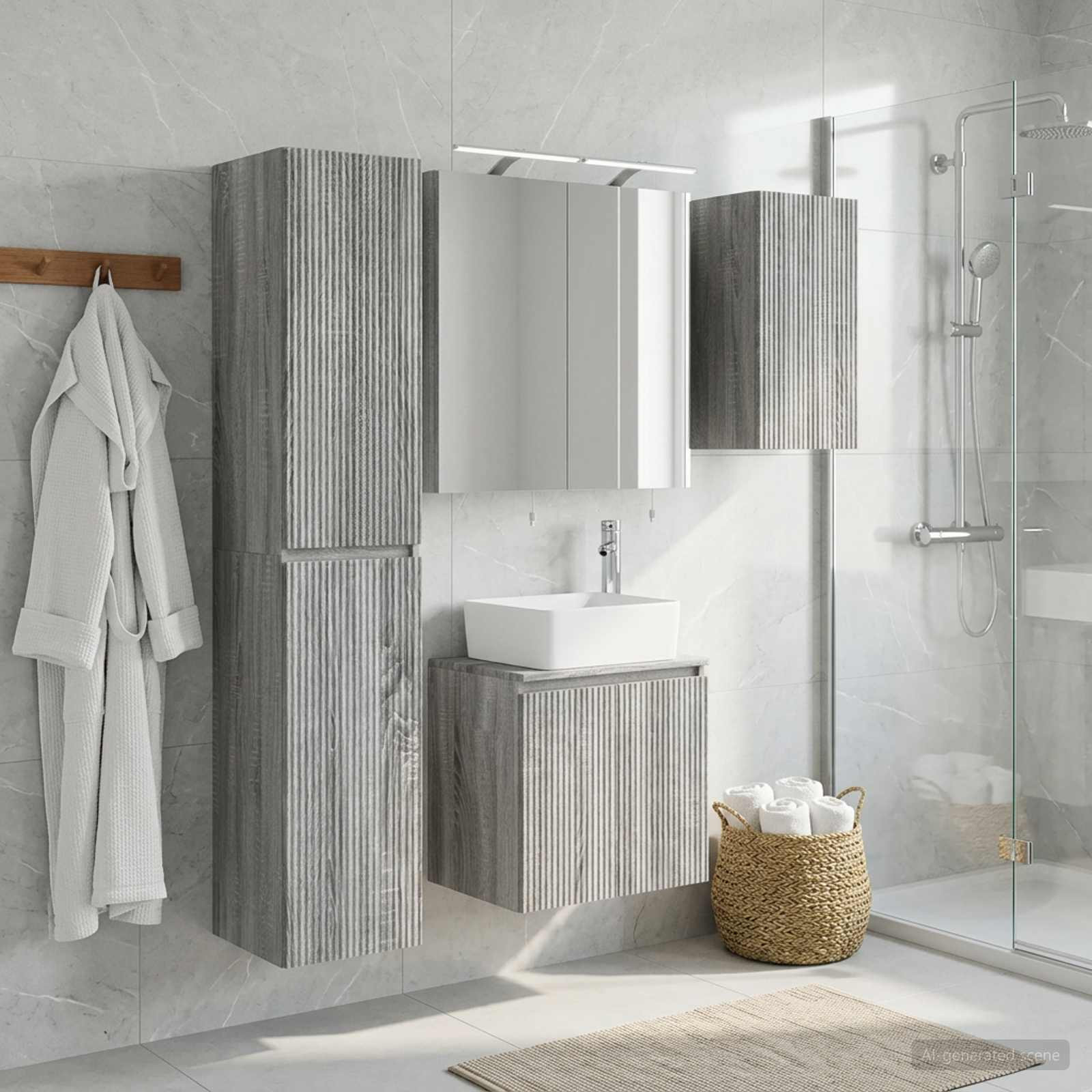 vidaXL Badezimmerschrank-Set 5 pcs Grau Sonoma 50 x 14,5 x 70 cm