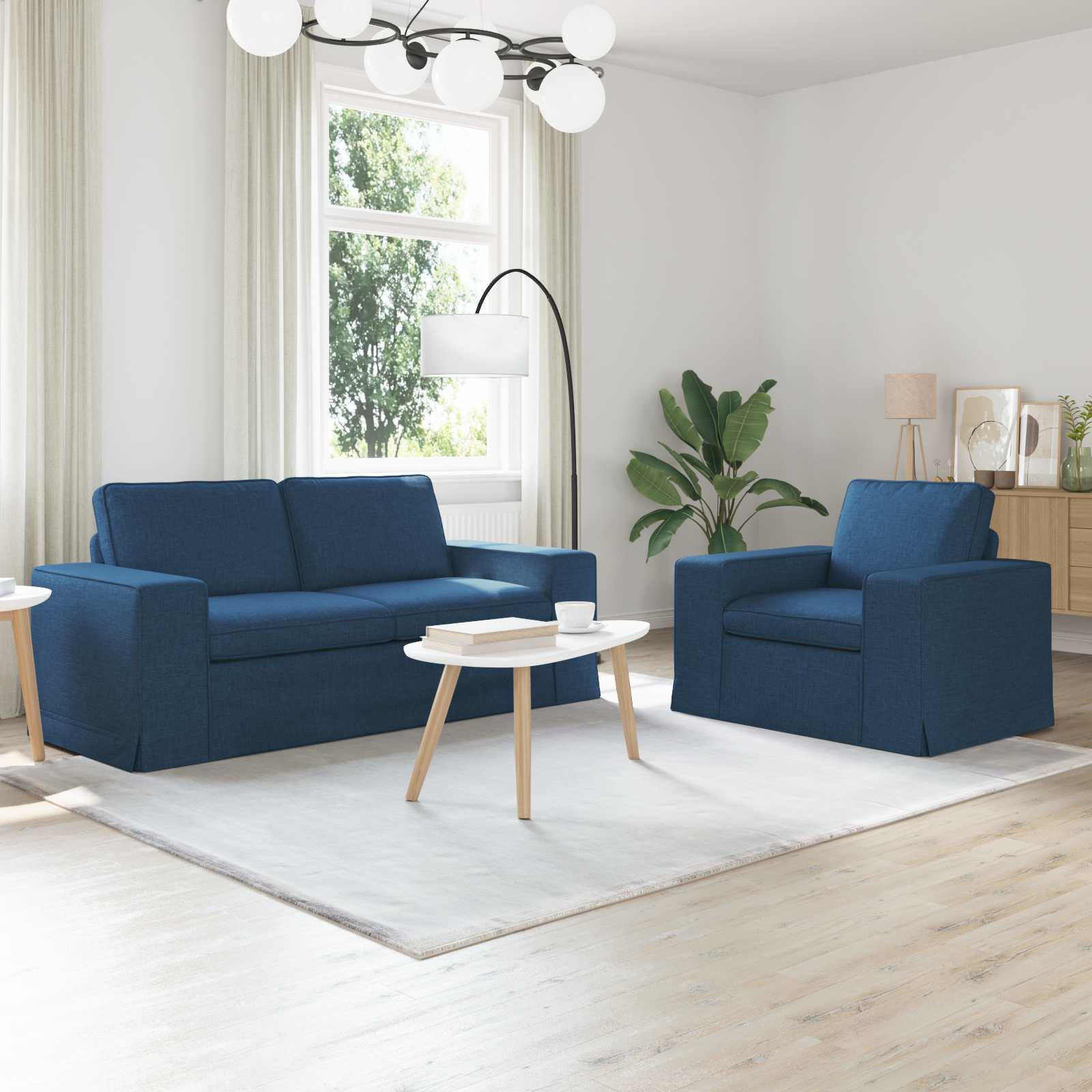 vidaXL Sofa Set 2 pcs Blau 182 x 80 x 82 cm Stoff