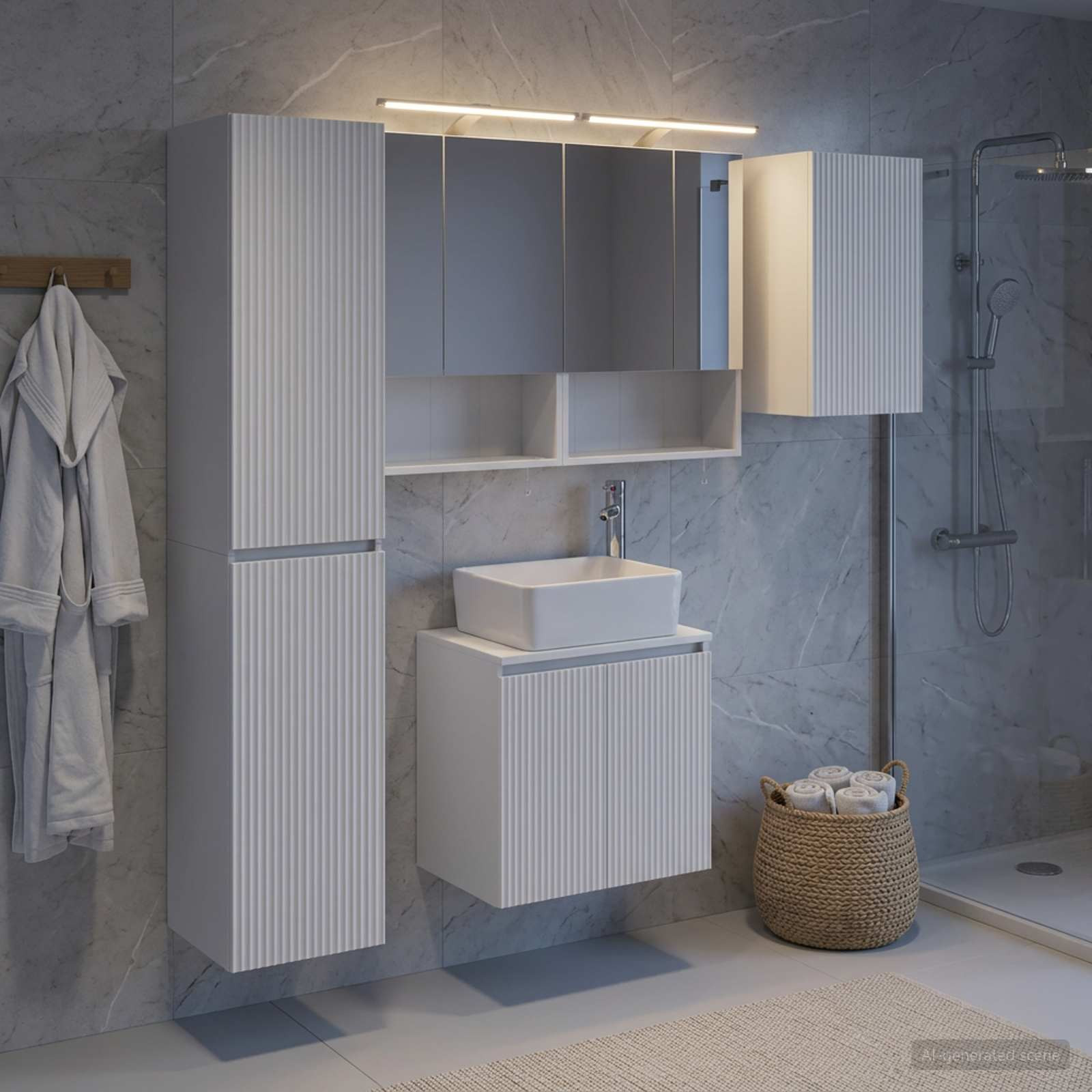 vidaXL Badezimmerschrank-Set 5 pcs Weiß 50 x 14,5 x 70 cm