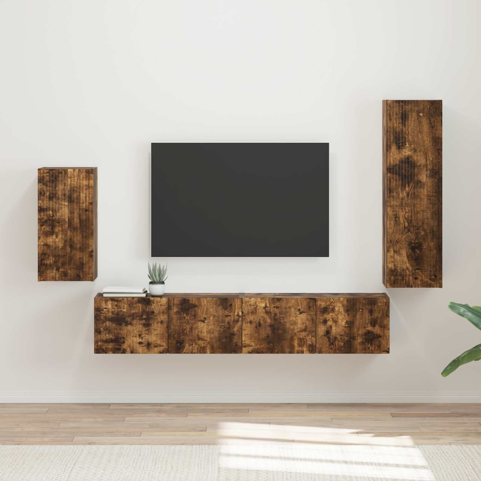 vidaXL TV-Schrankset 4 pcs Geräucherte Eiche Holzwerkstoff