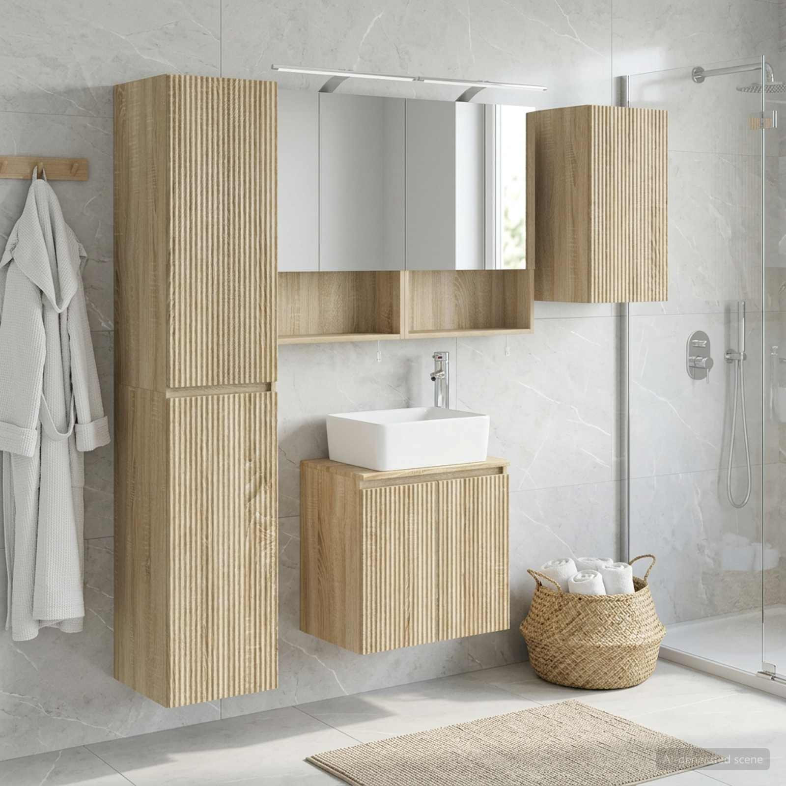vidaXL Badezimmerschrank-Set 5 pcs Sonoma-Eiche 50 x 14,5 x 70 cm