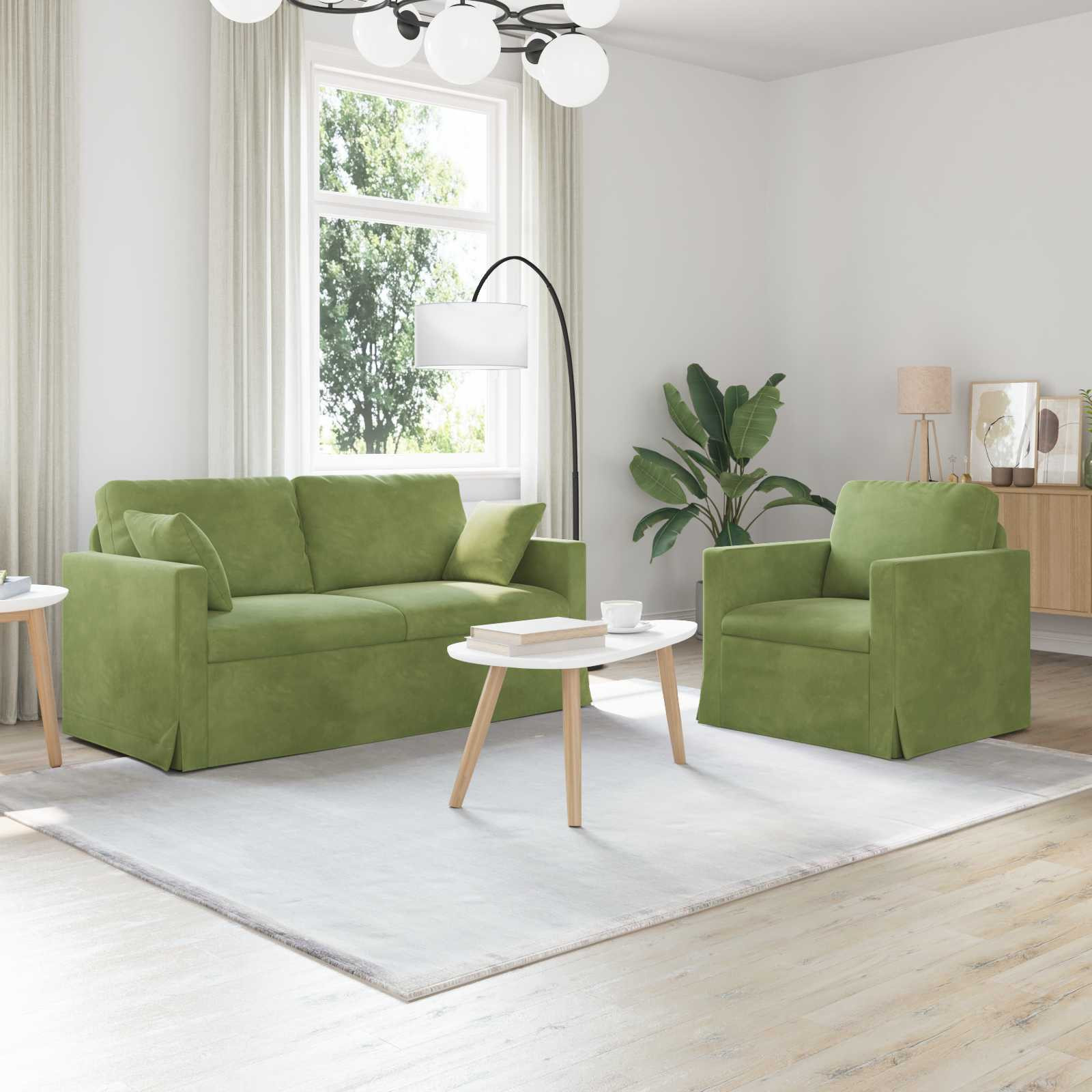 vidaXL Sofa Set 2 pcs Hellgrün 158 x 78 x 80 cm Samt