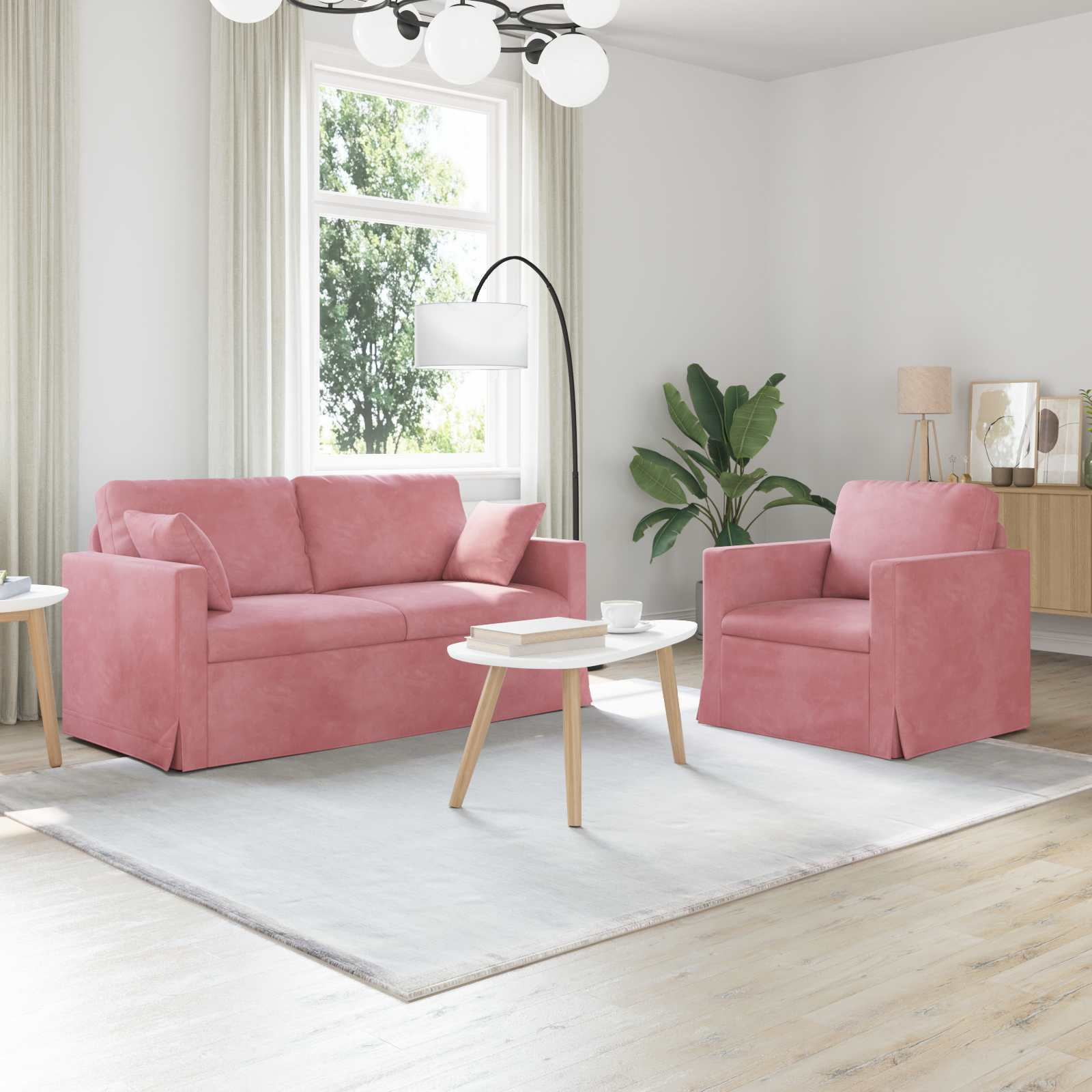 vidaXL Sofa Set 2 pcs Rosa 158 x 78 x 80 cm Samt