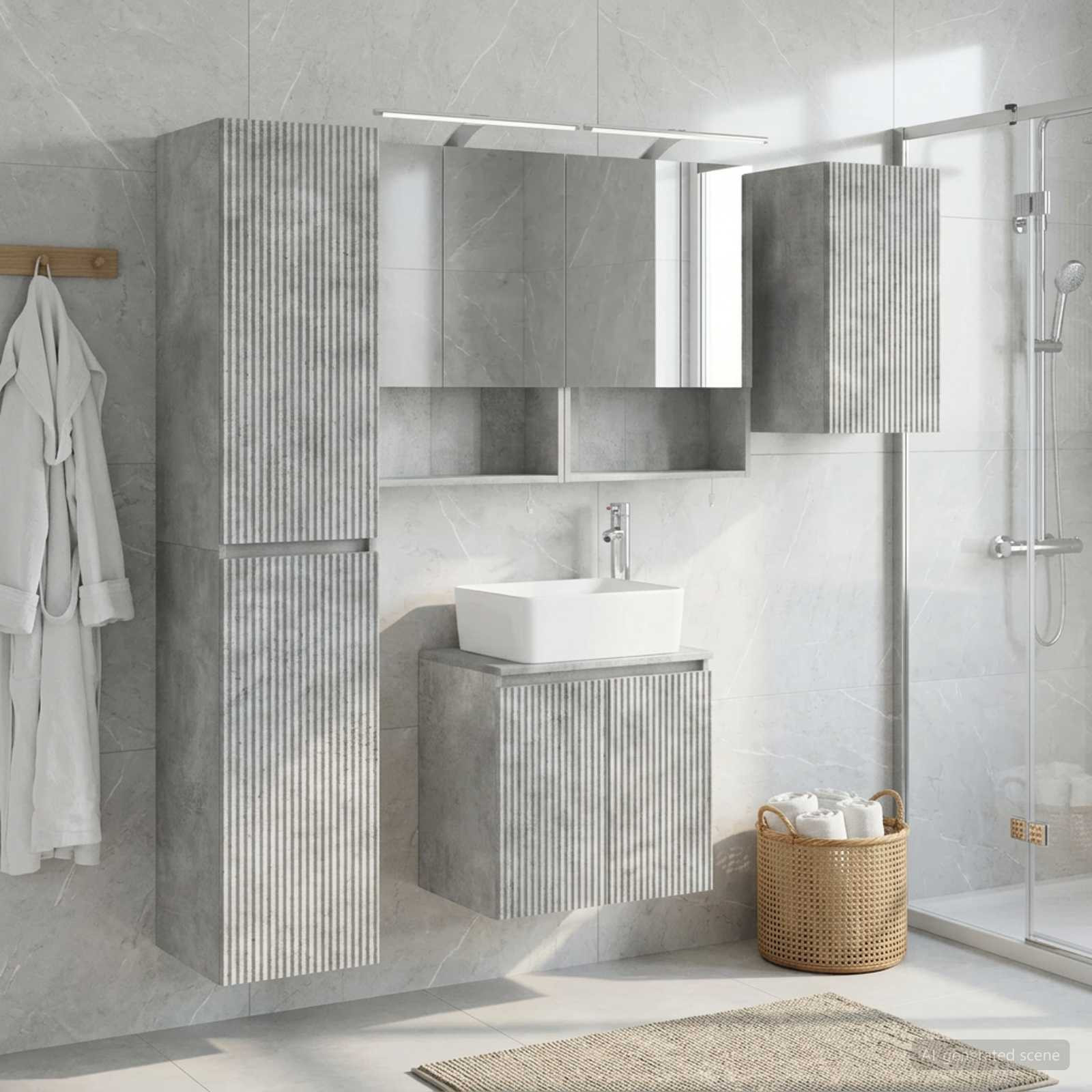 vidaXL Badezimmerschrank-Set 5 pcs Betongrau 50 x 14,5 x 70 cm