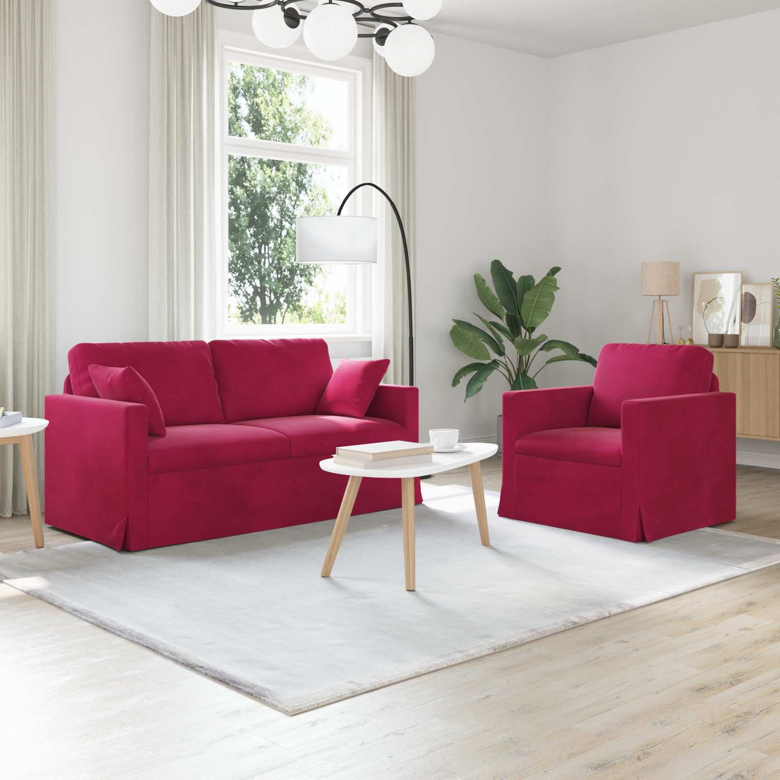 vidaXL Sofa Set 2 pcs Weinrot 158 x 78 x 80 cm Samt