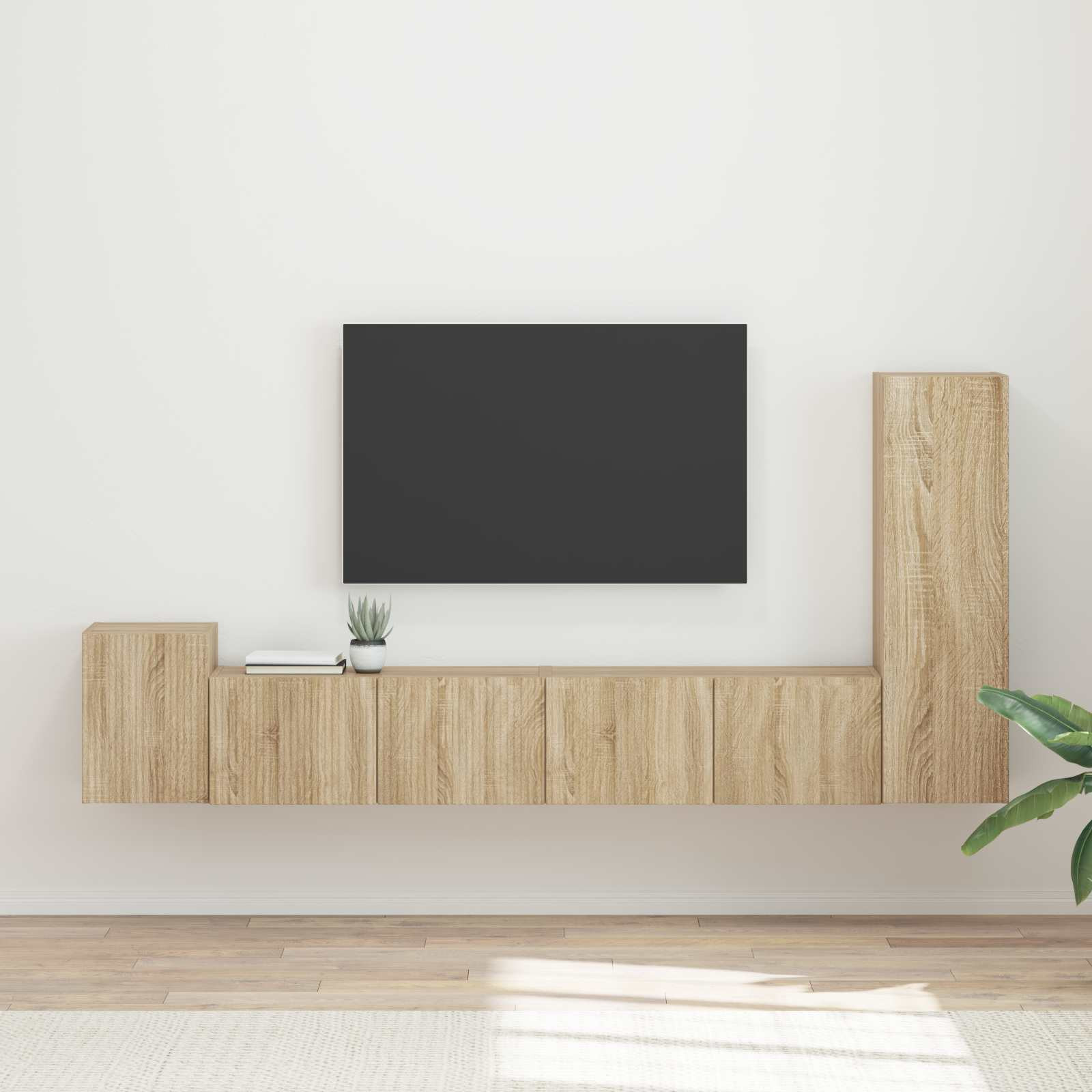 vidaXL TV-Schrankset Wandmontiert 3 pcs Sonoma-Eiche Holzwerkstoff