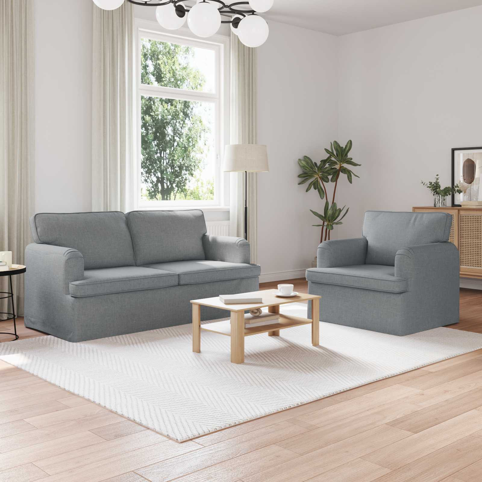vidaXL Sofa Set 2 pcs Hellgrau 162 x 80 x 85 cm Stoff