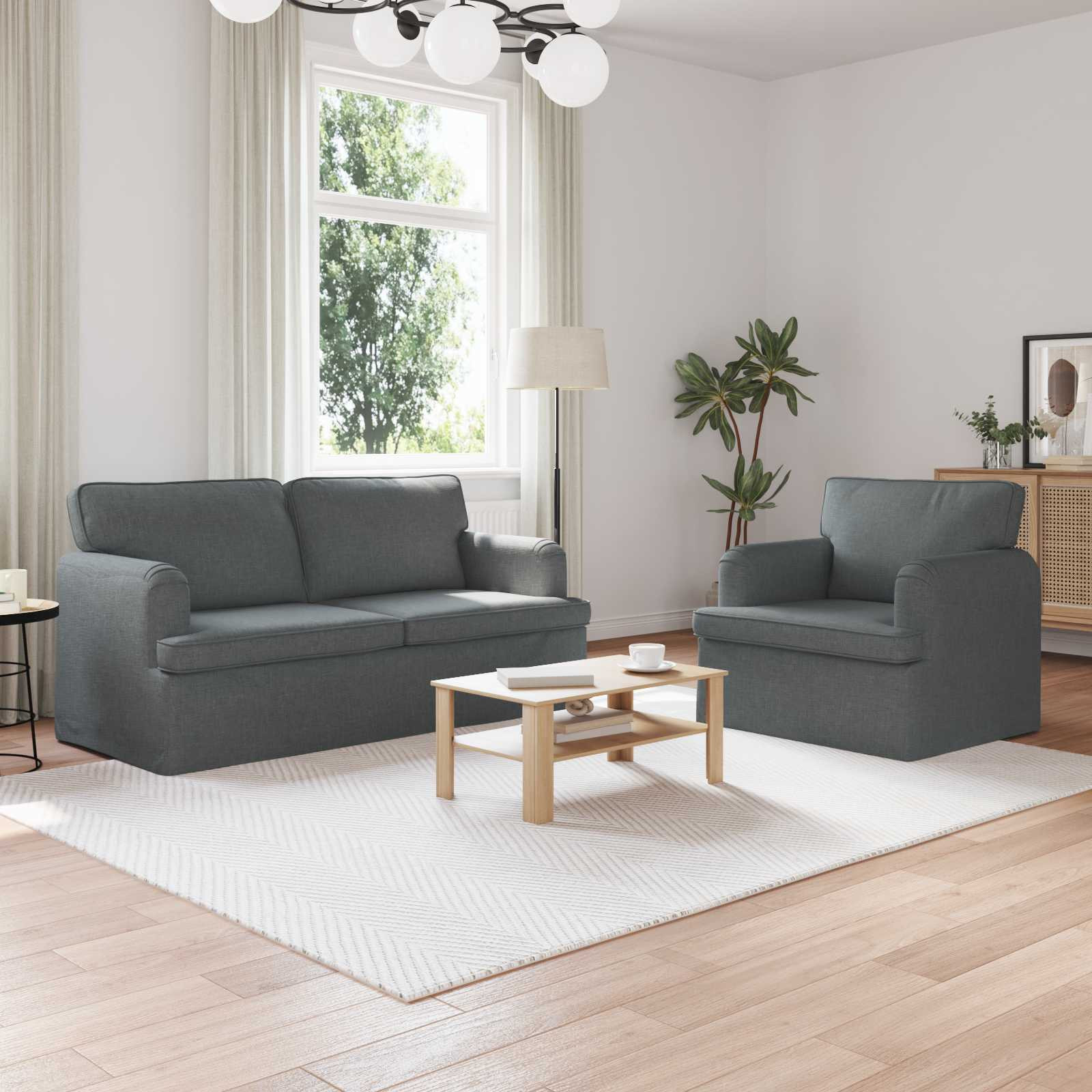 vidaXL Sofa Set 2 pcs Dunkelgrau 162 x 80 x 85 cm Stoff