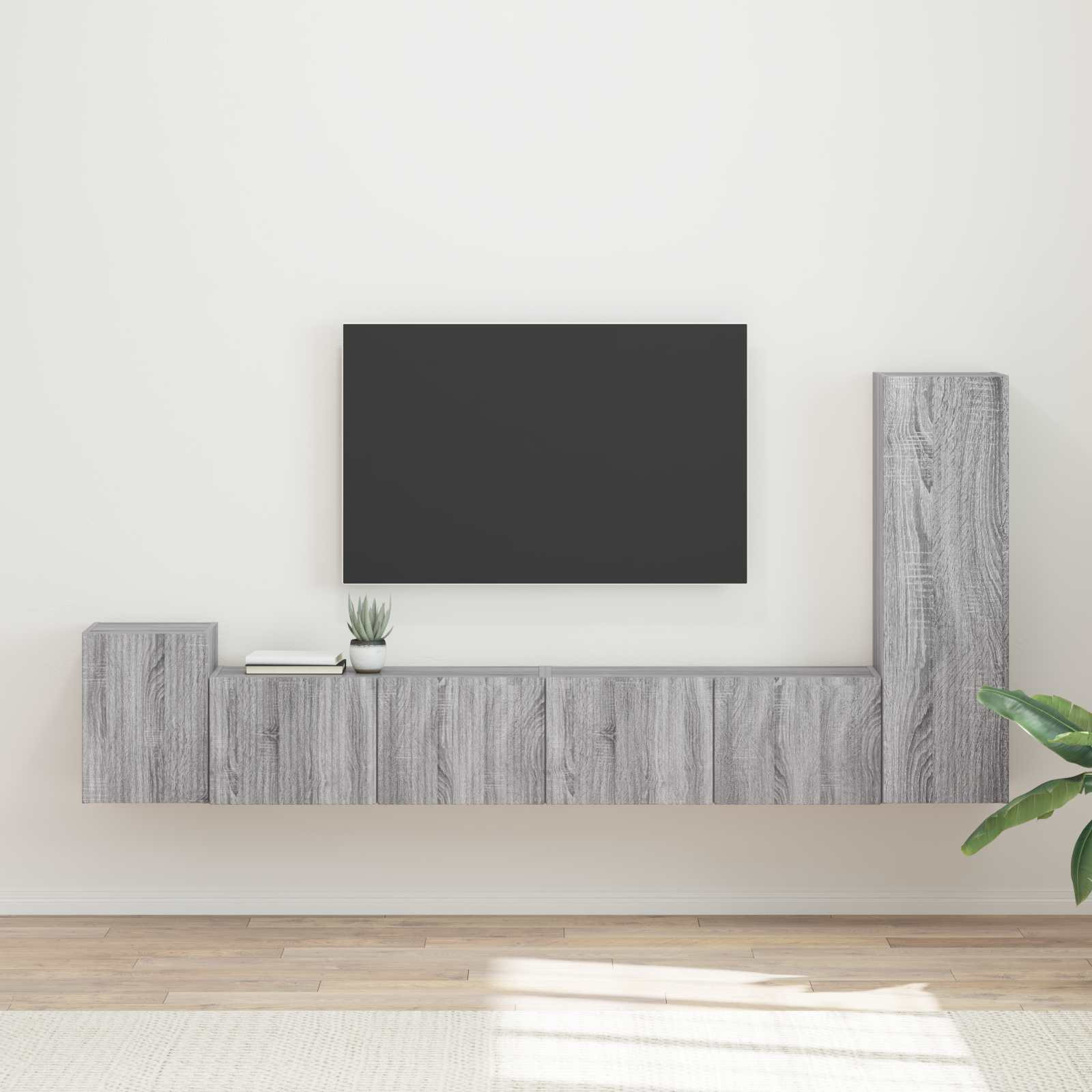 vidaXL TV-Schrankset Wandmontiert 3 pcs Graues Sonoma Holzwerkstoff