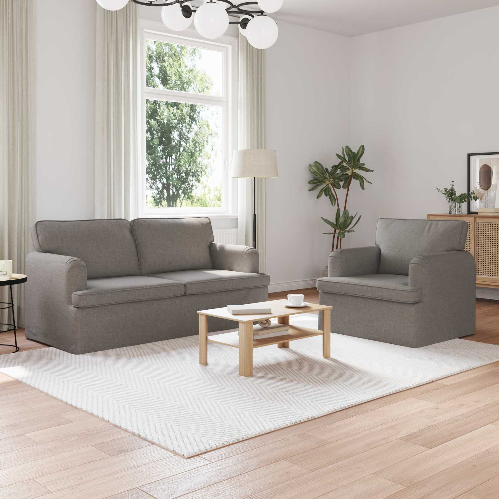 vidaXL Sofa Set 2 pcs Taupe 162 x 80 x 85 cm Stoff