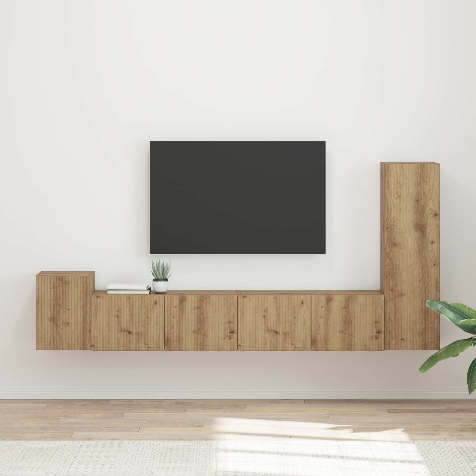 vidaXL TV-Schrankset 3 pcs Artisan-Eiche Holzwerkstoff