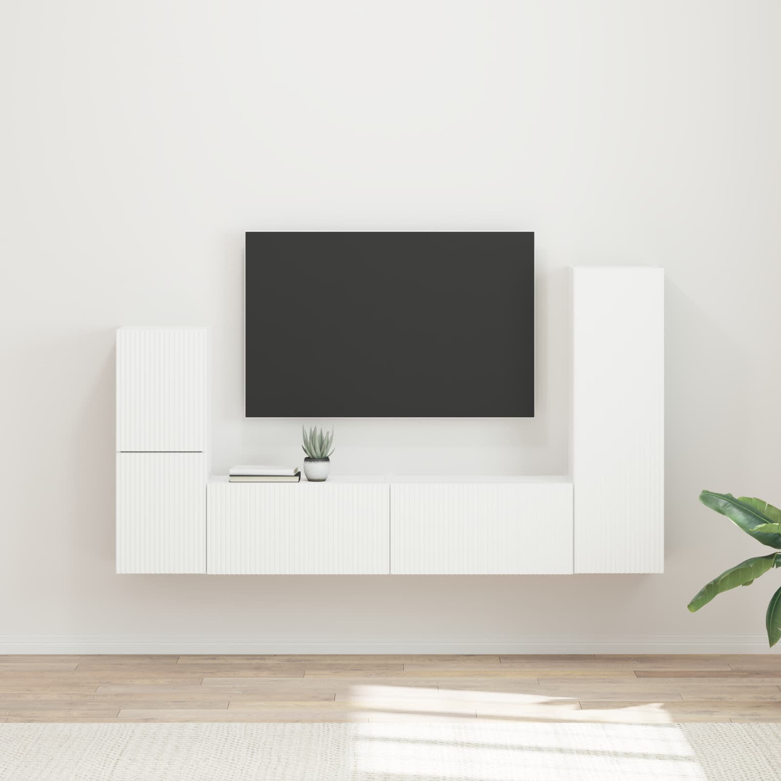 vidaXL TV-Schrankset Wandmontiert 4 pcs Weiß Holzwerkstoff