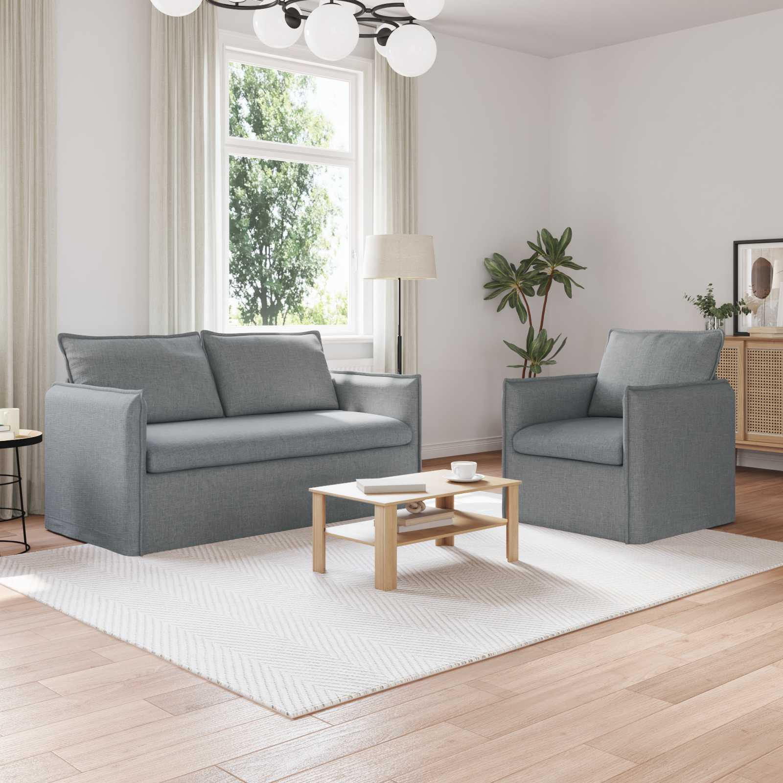 vidaXL Sofa Set 2 pcs Hellgrau 156 x 82 x 85 cm Stoff