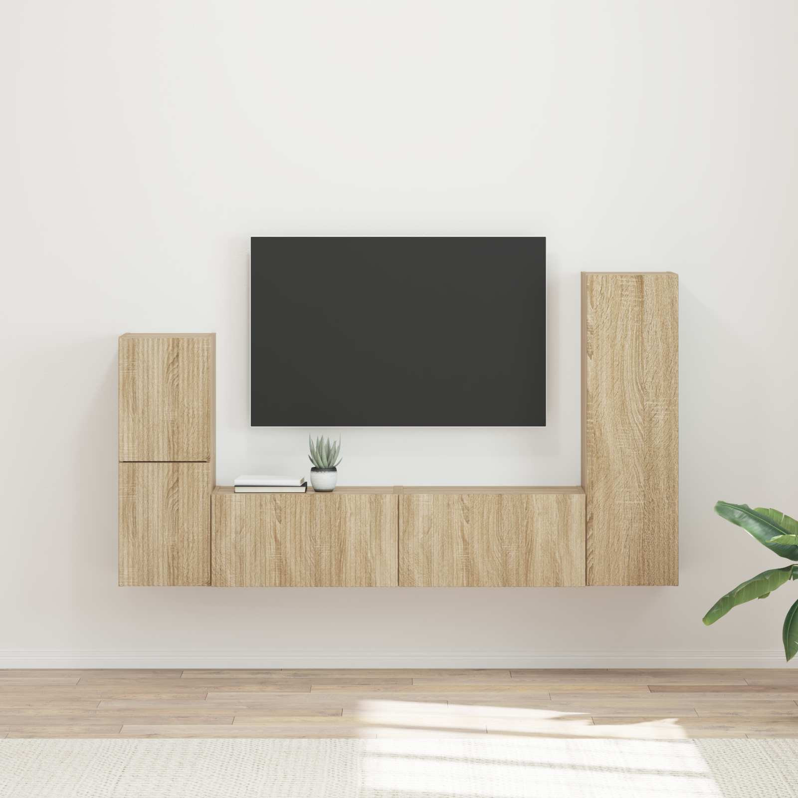 vidaXL TV-Schrankset Wandmontiert 4 pcs Sonoma-Eiche Holzwerkstoff