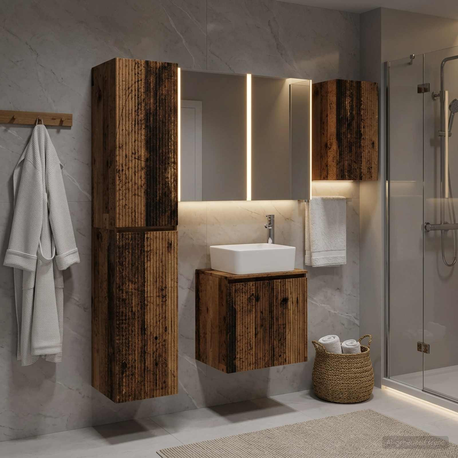 vidaXL Badezimmerschrank-Set 5 pcs Altholz 53 x 15,5 x 70 cm