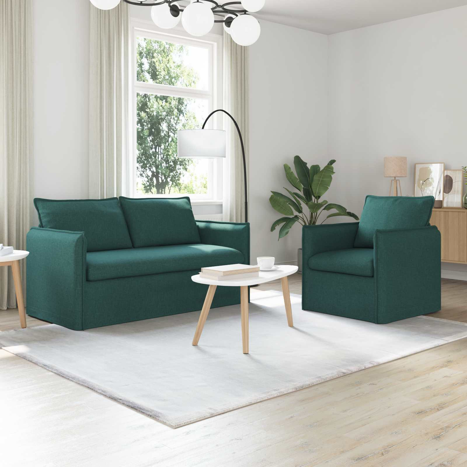 vidaXL Sofa Set 2 pcs Dunkelgrün 156 x 82 x 85 cm Stoff