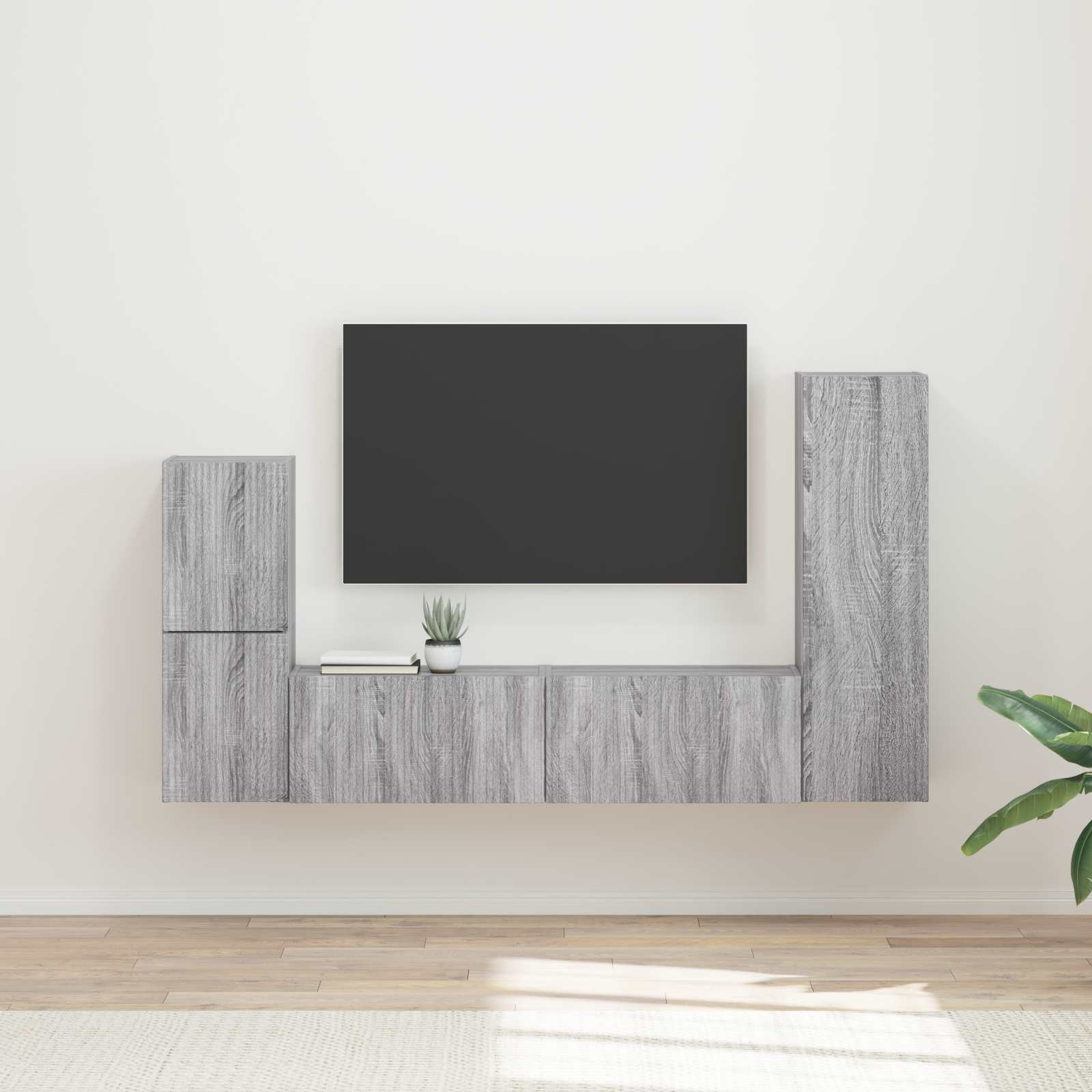 vidaXL TV-Schrankset Wandmontiert 4 pcs Graues Sonoma Holzwerkstoff