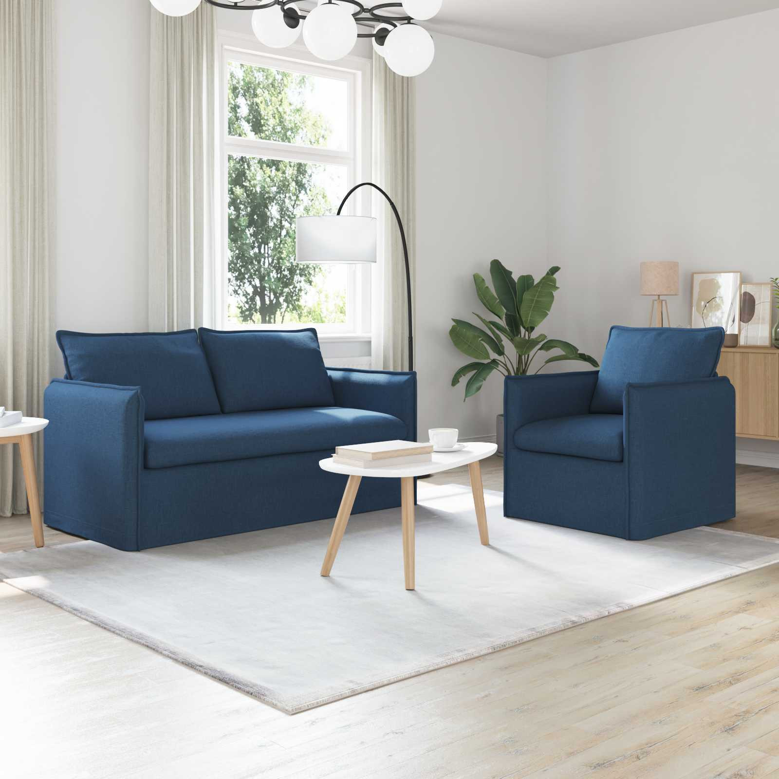 vidaXL Sofa Set 2 pcs Blau 156 x 82 x 85 cm Stoff