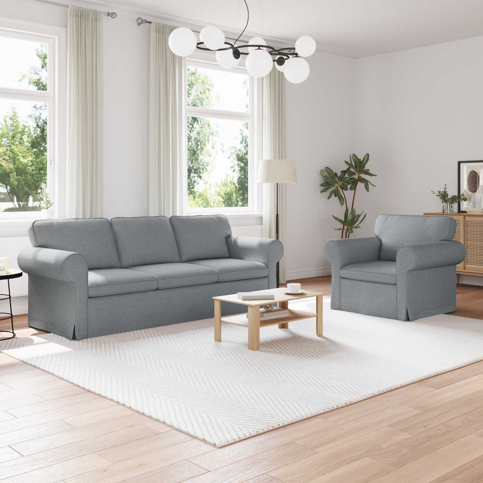 vidaXL Sofa Set 2 pcs Hellgrau 215 x 82 x 80 cm Stoff