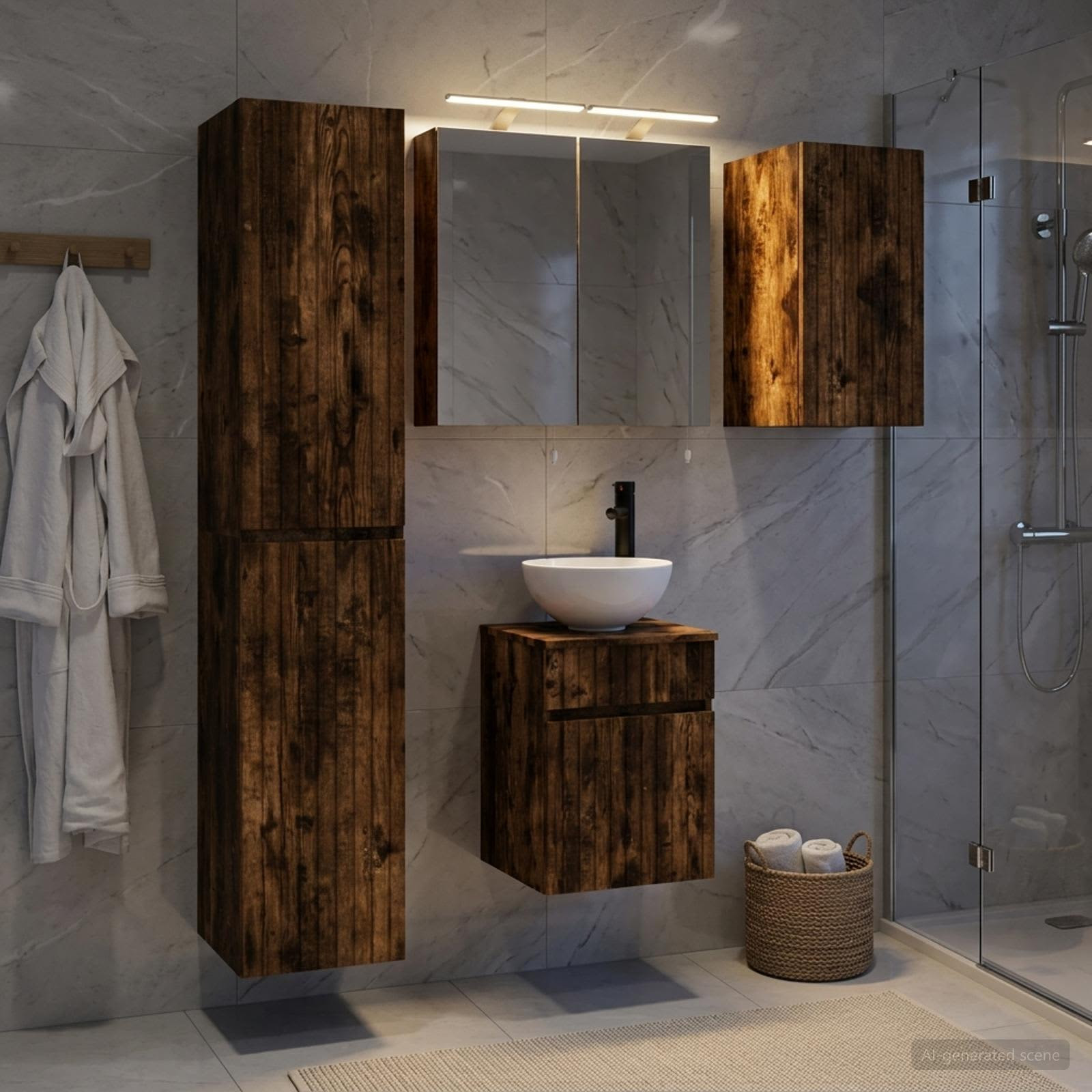 vidaXL Badezimmerschrank-Set 5 pcs Geräucherte Eiche