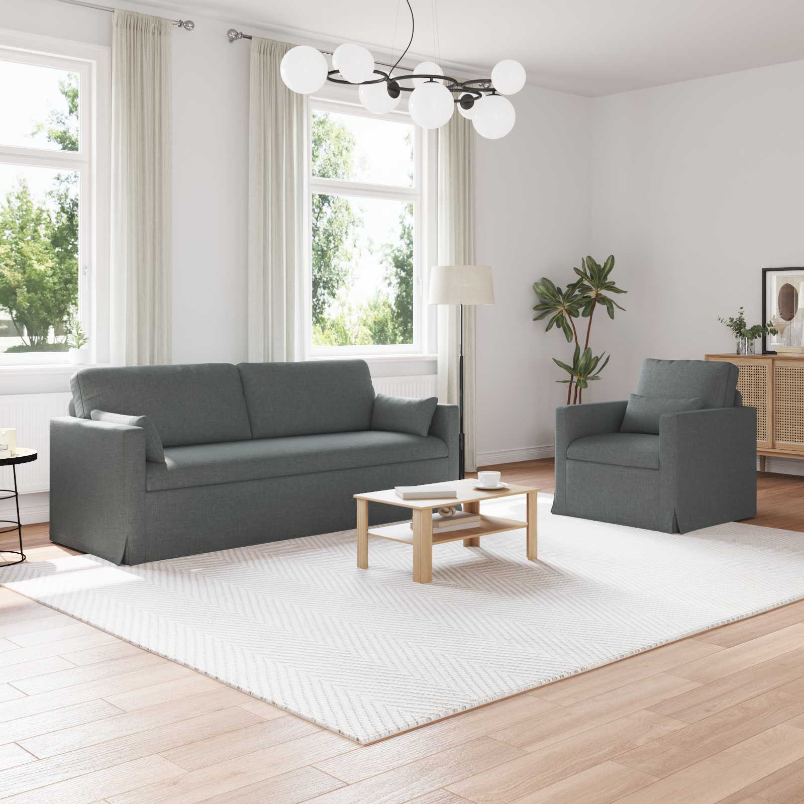vidaXL Sofa Set 2 pcs Dunkelgrau 198 x 78 x 80 cm Stoff