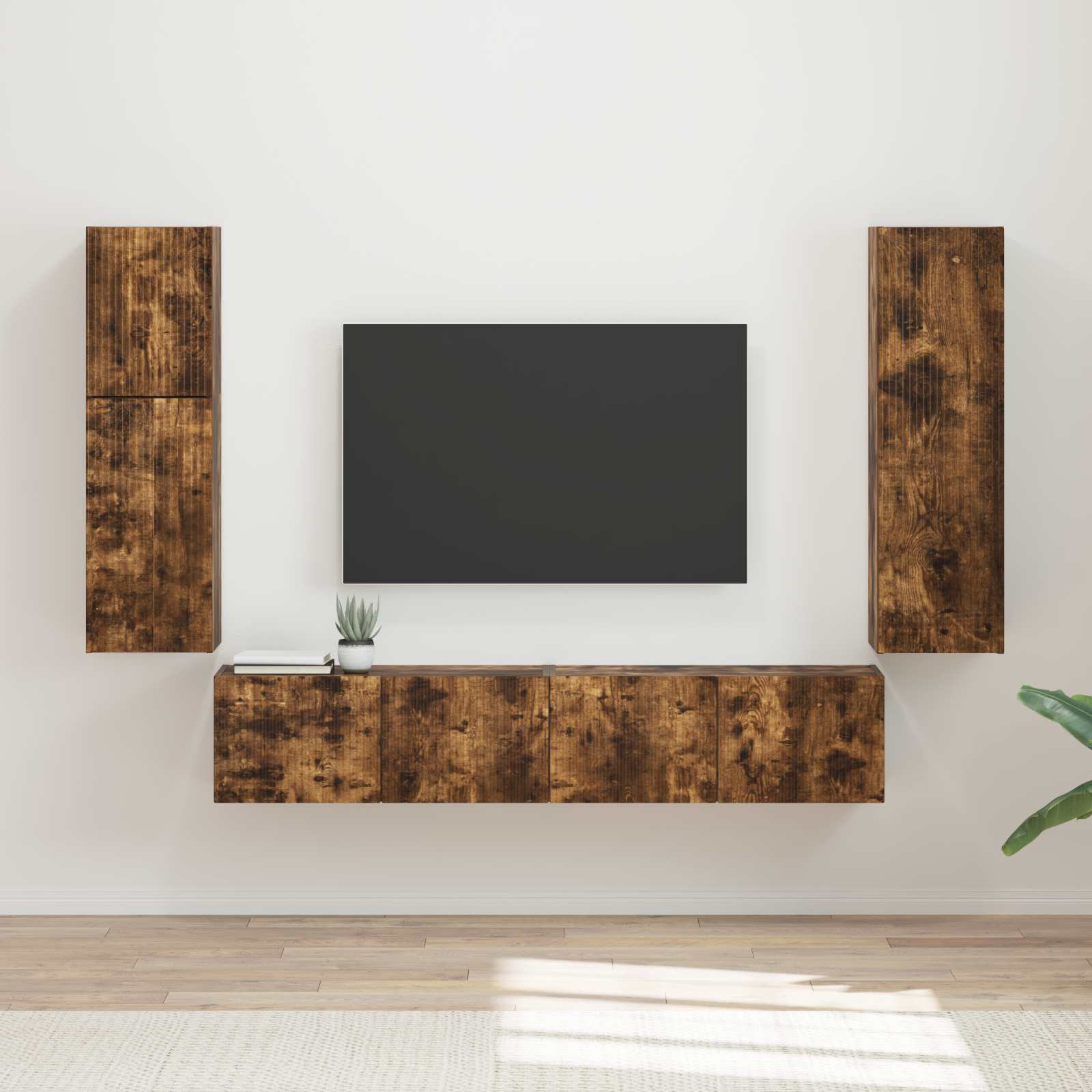 vidaXL TV-Schrankset 4 pcs Geräucherte Eiche Holzwerkstoff