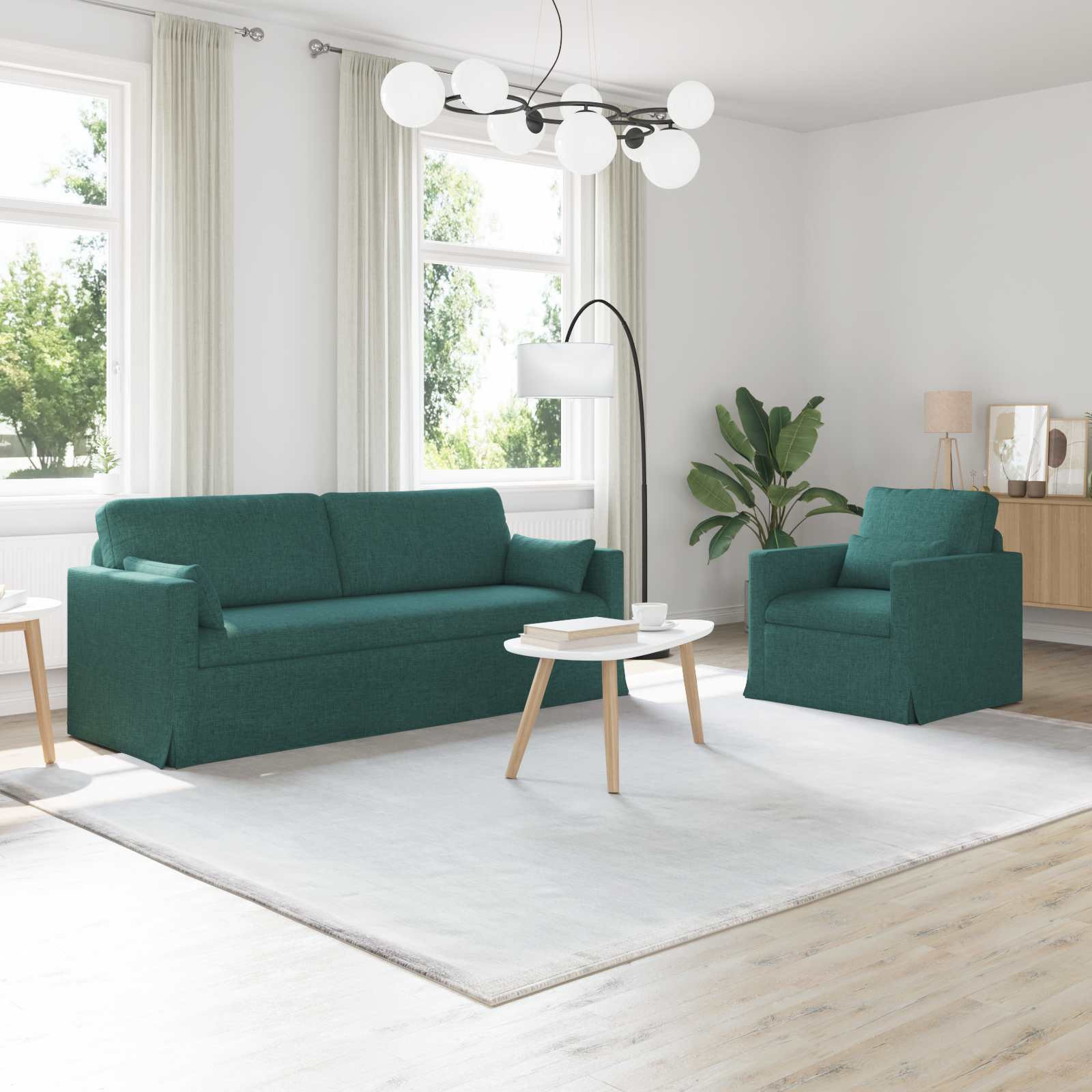 vidaXL Sofa Set 2 pcs Dunkelgrün 198 x 78 x 80 cm Stoff