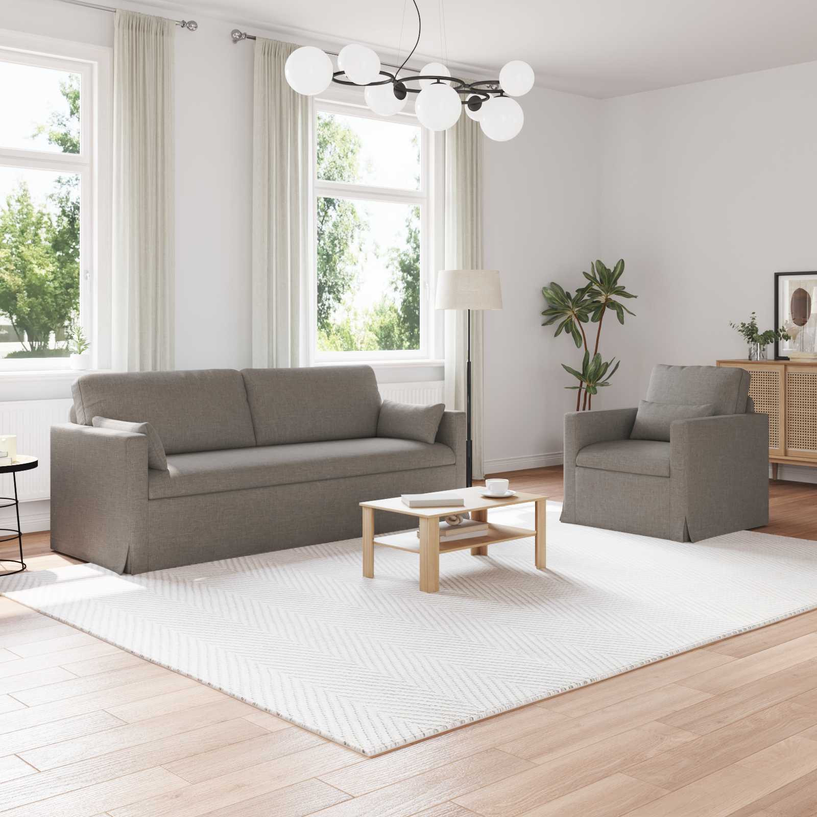 vidaXL Sofa Set 2 pcs Taupe 198 x 78 x 80 cm Stoff