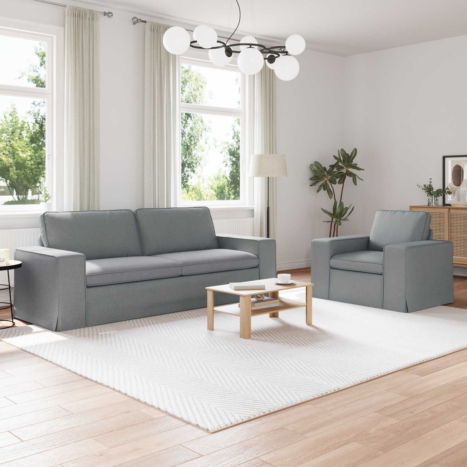 vidaXL Sofa Set 2 pcs Hellgrau 222 x 80 x 82 cm Stoff