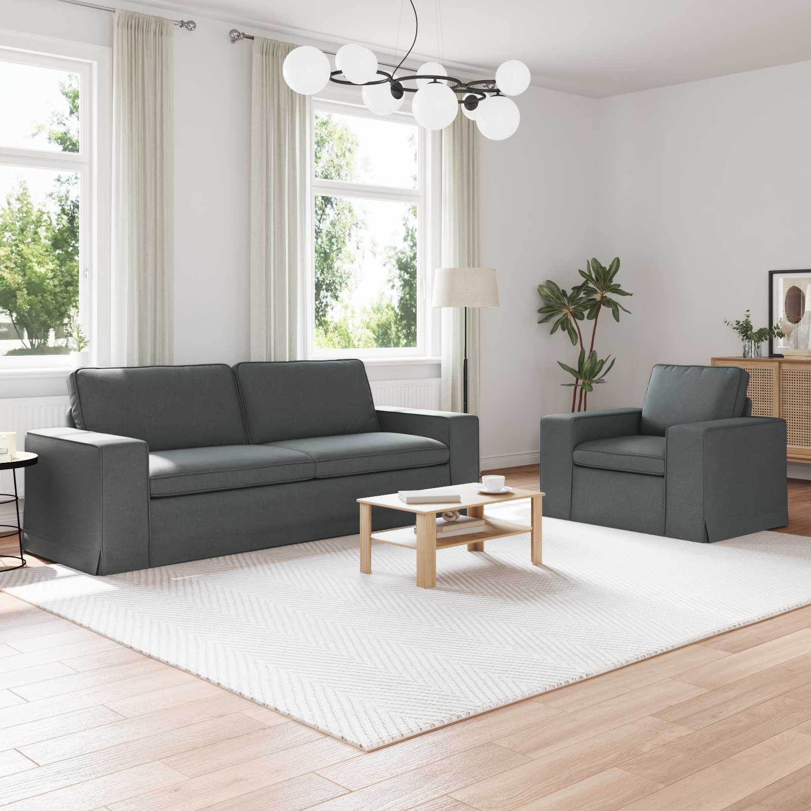 vidaXL Sofa Set 2 pcs Dunkelgrau 222 x 80 x 82 cm Stoff