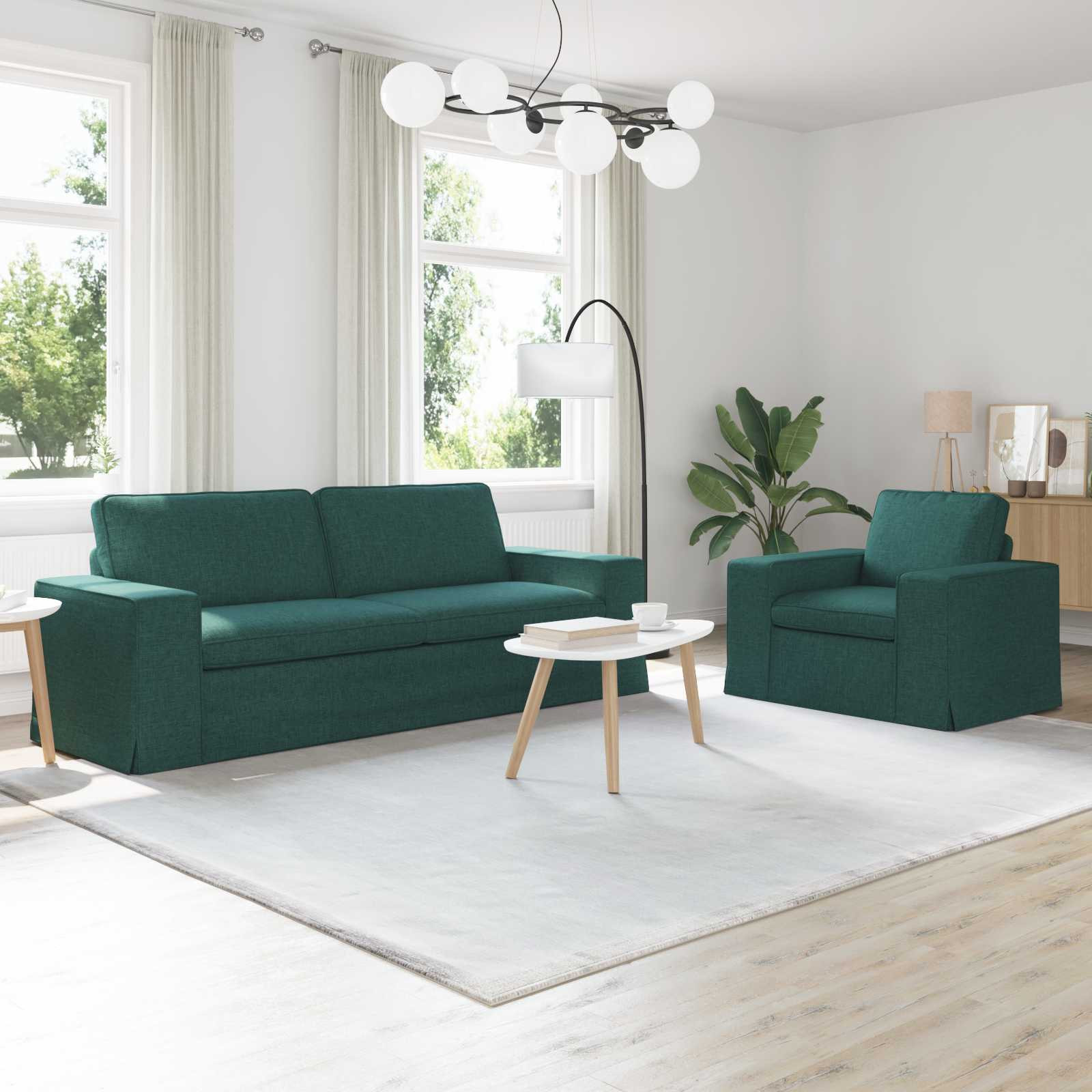 vidaXL Sofa Set 2 pcs Dunkelgrün 222 x 80 x 82 cm Stoff