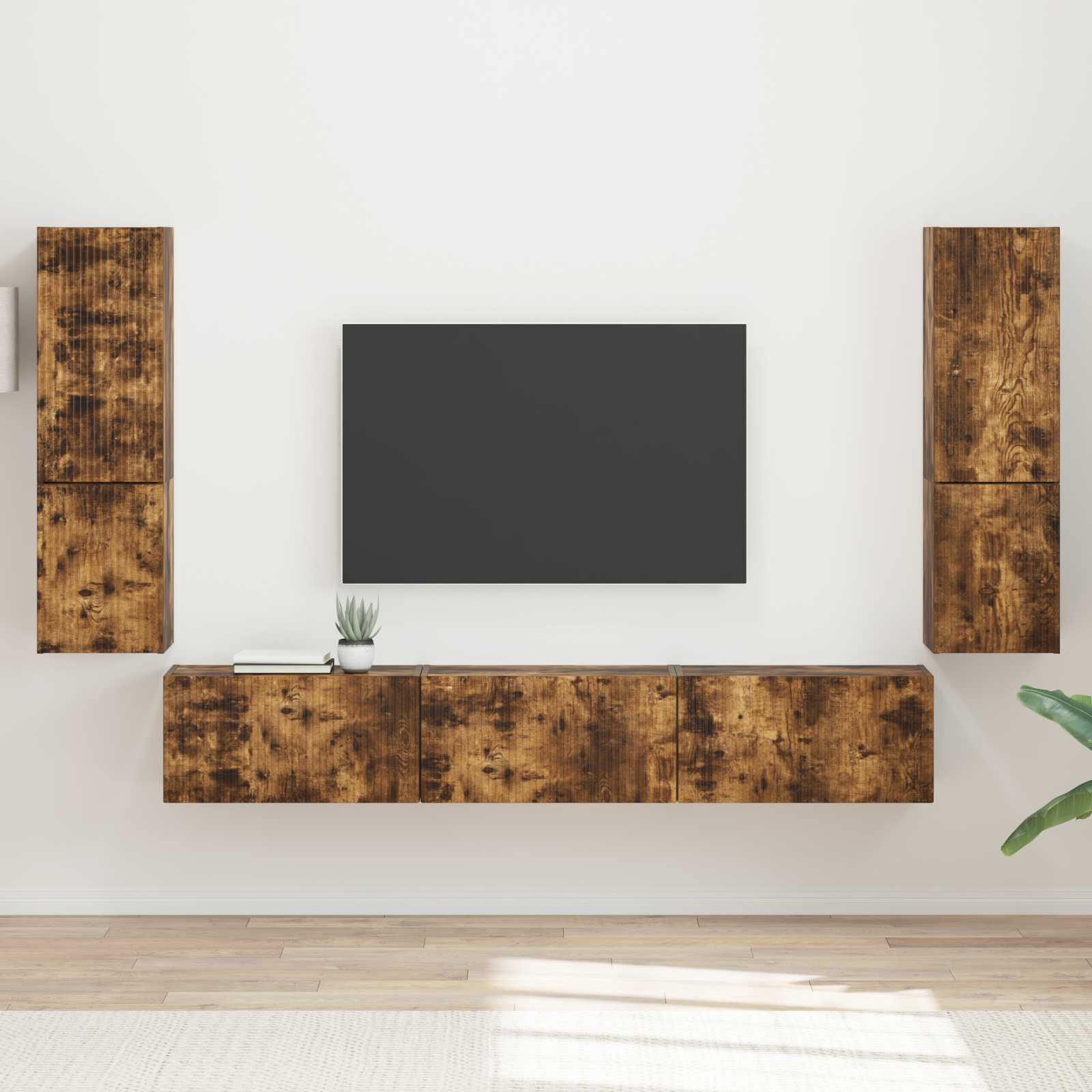 vidaXL TV-Schrankset 4 pcs Geräucherte Eiche Holzwerkstoff
