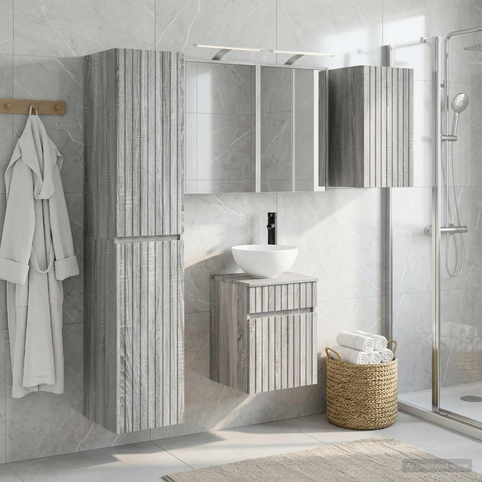 vidaXL Badezimmerschrank-Set 5 pcs Grau Sonoma 43 x 16 x 62,5 cm