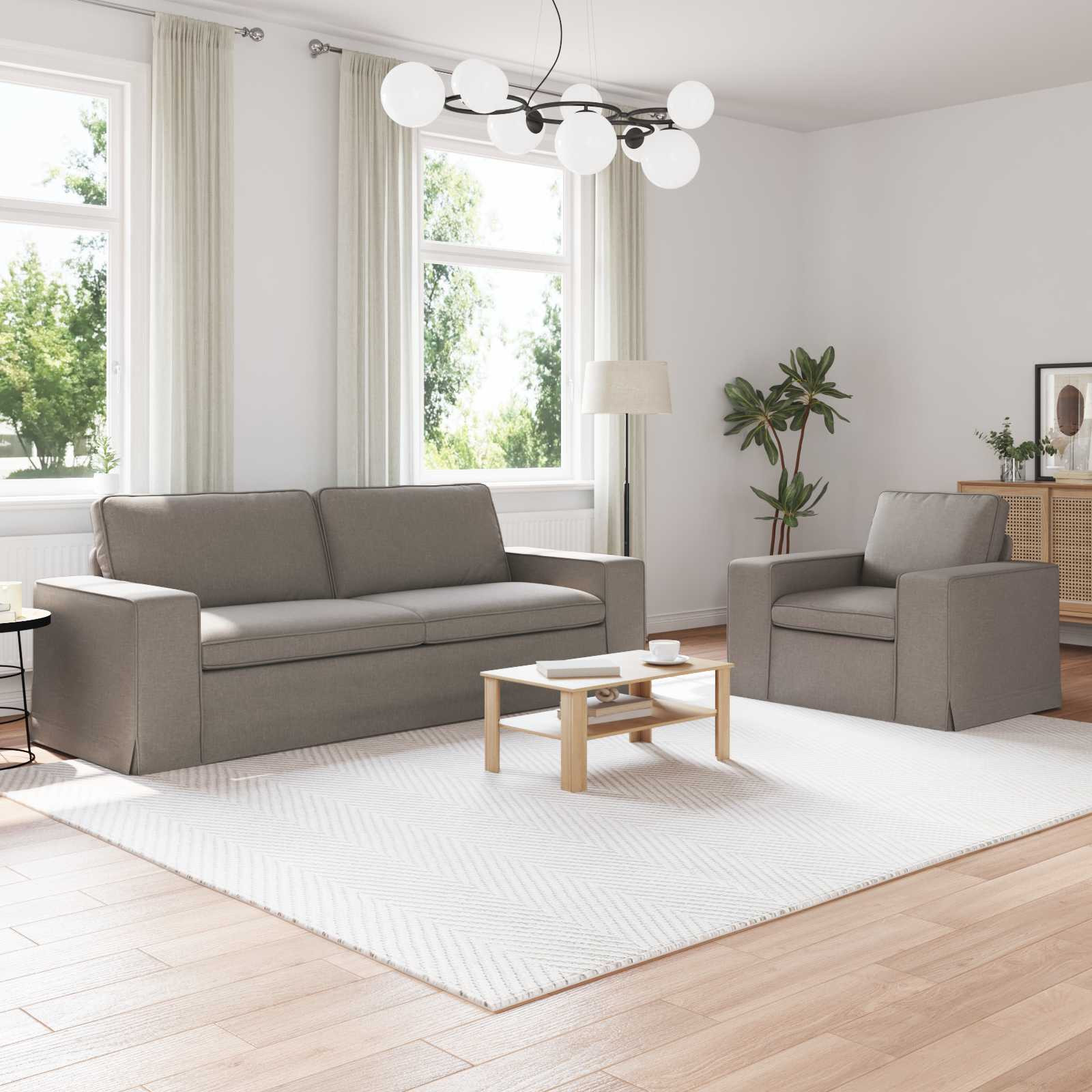 vidaXL Sofa Set 2 pcs Taupe 222 x 80 x 82 cm Stoff