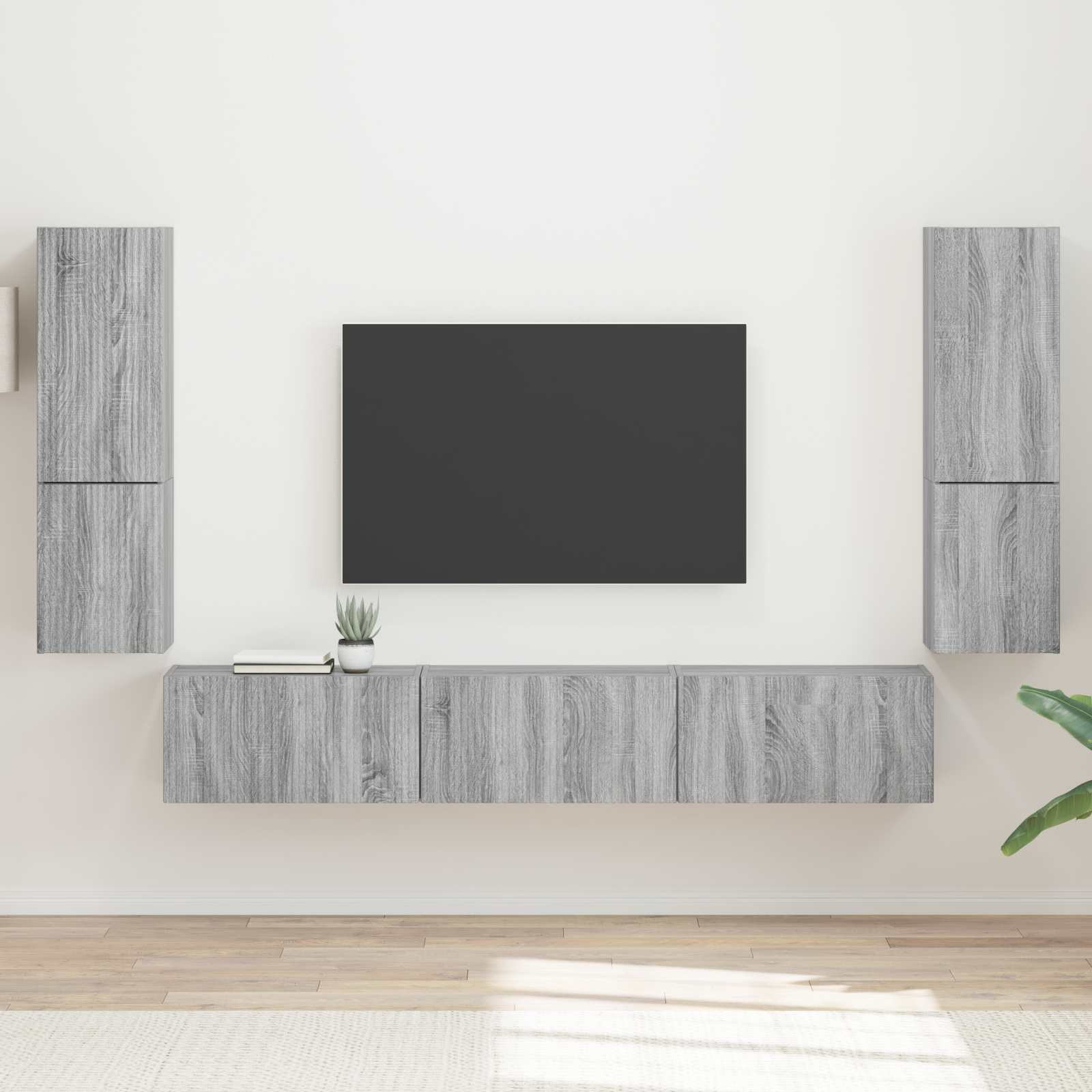 vidaXL TV-Schrankset Wandmontiert 4 pcs Graues Sonoma Holzwerkstoff