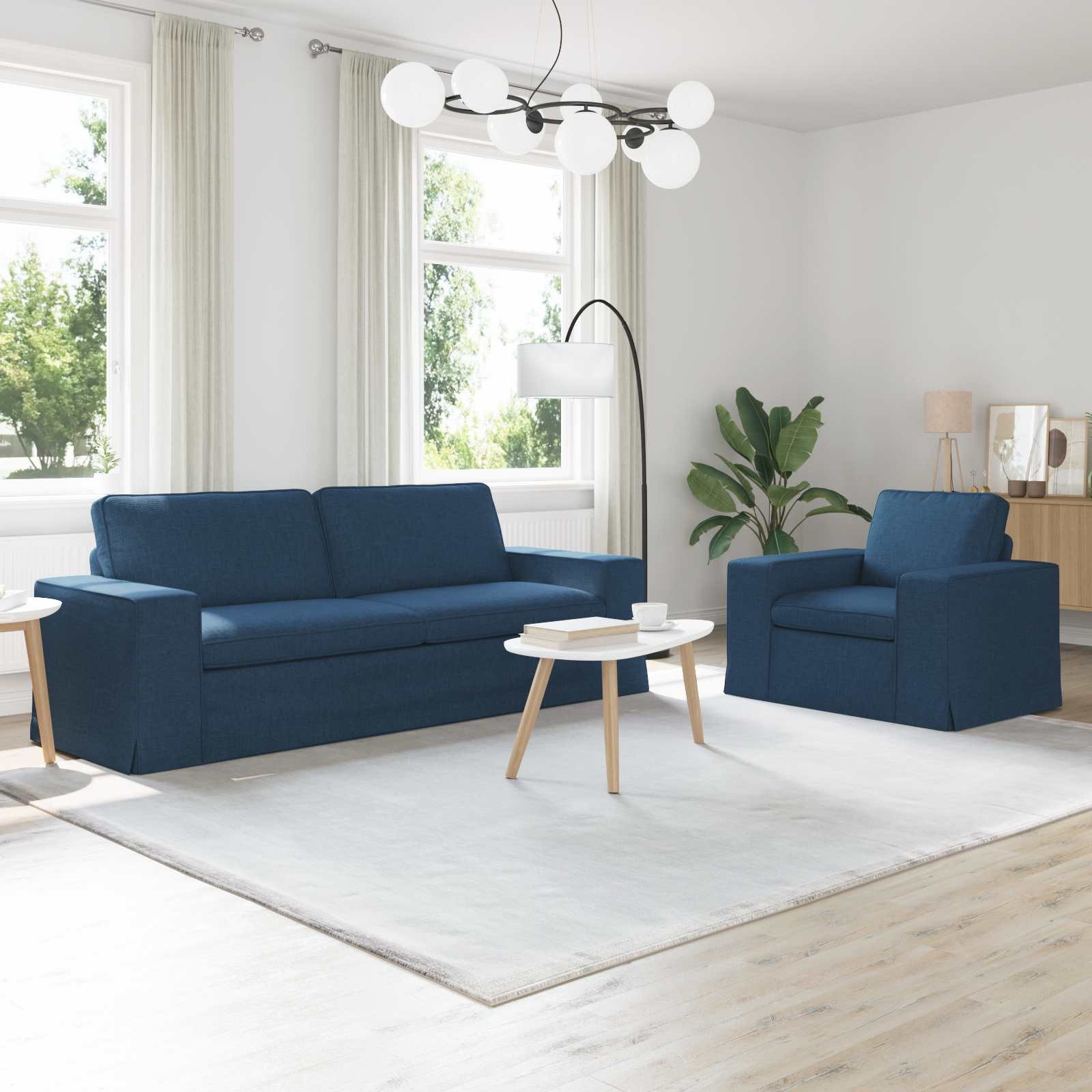 vidaXL Sofa Set 2 pcs Blau 222 x 80 x 82 cm Stoff