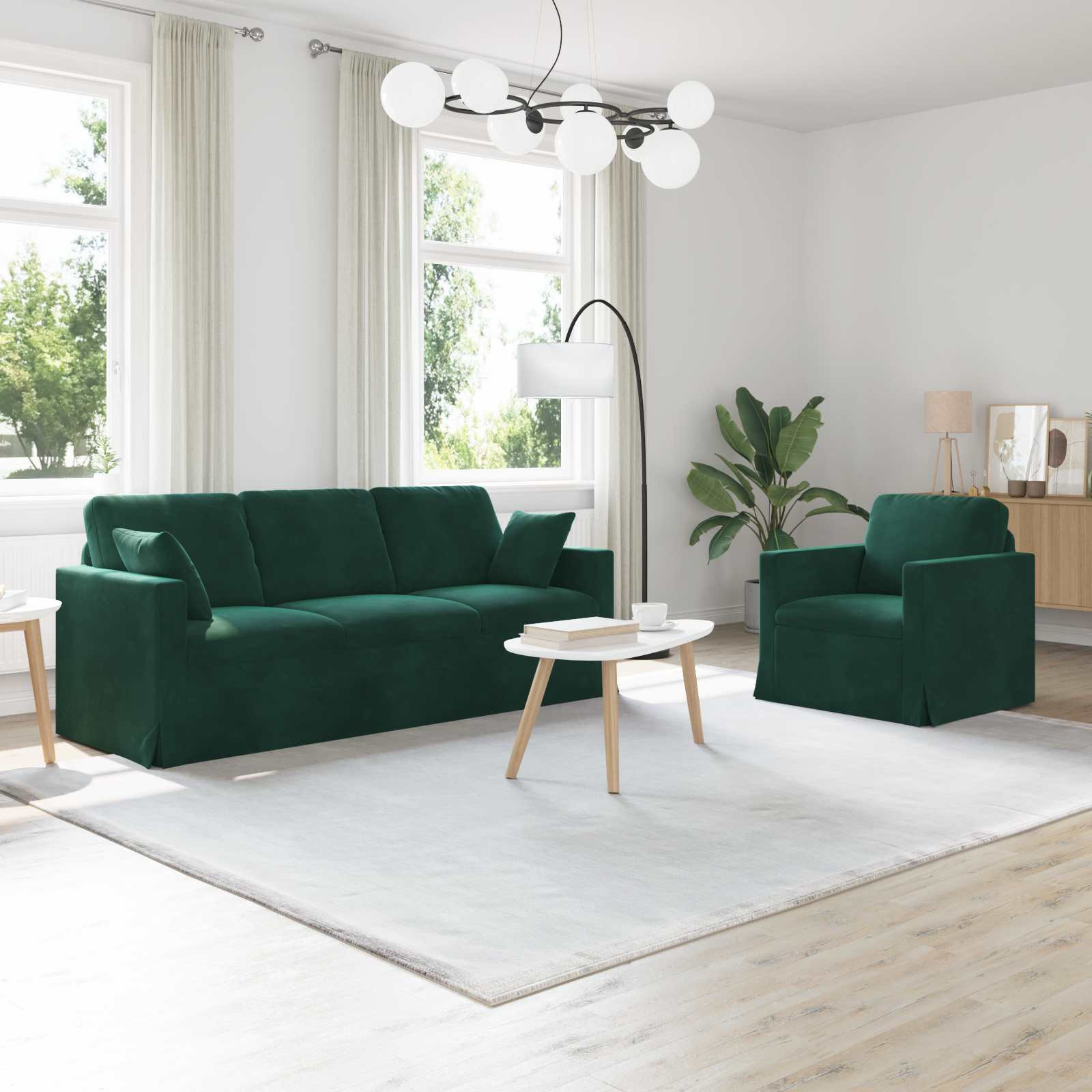 vidaXL Sofa Set 2 pcs Dunkelgrün 198 x 78 x 80 cm Samt