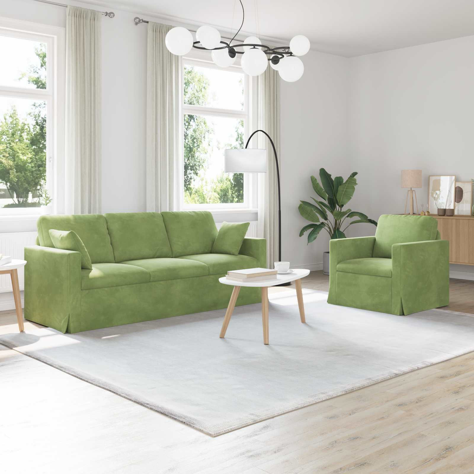 vidaXL Sofa Set 2 pcs Hellgrün 198 x 78 x 80 cm Samt