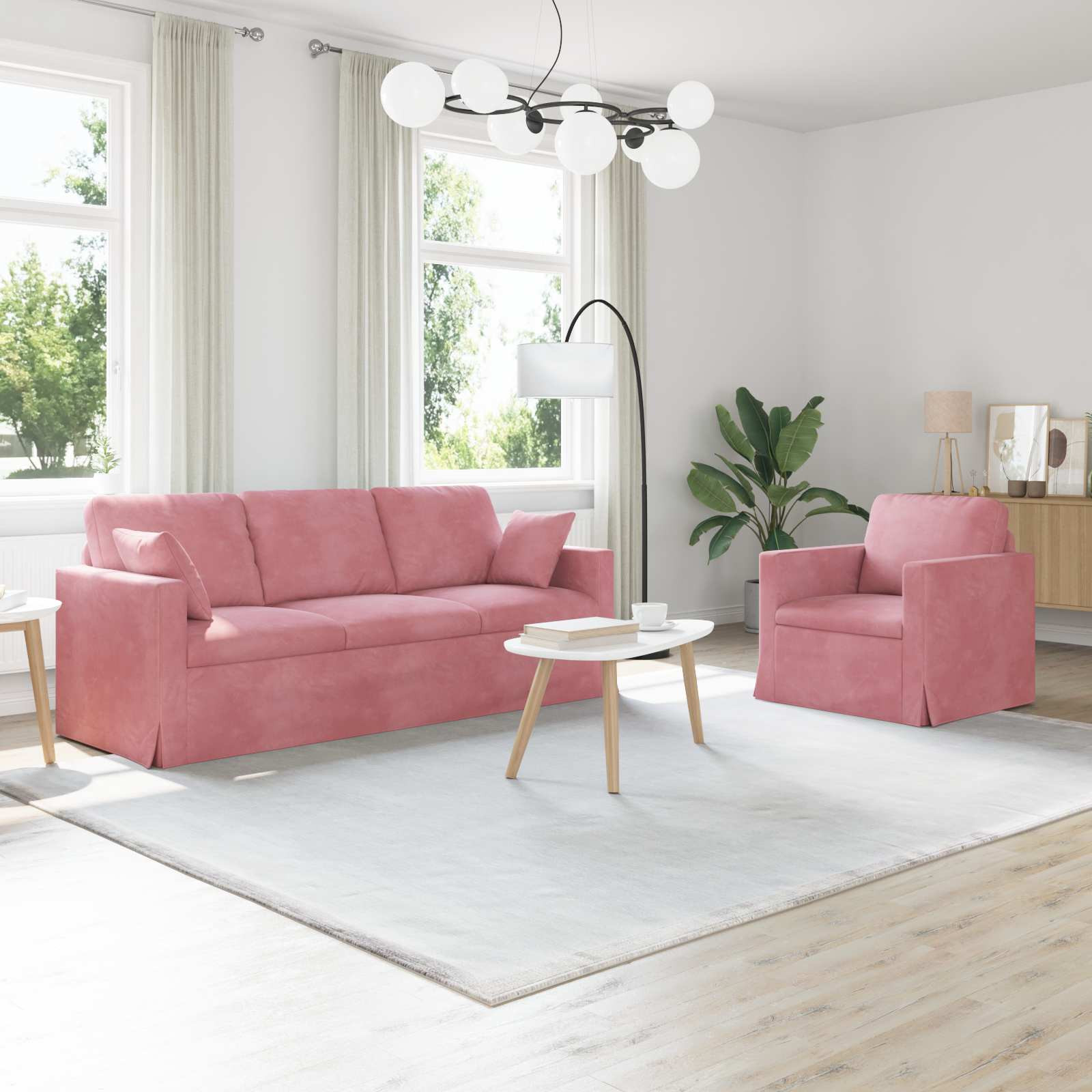 vidaXL Sofa Set 2 pcs Rosa 198 x 78 x 80 cm Samt