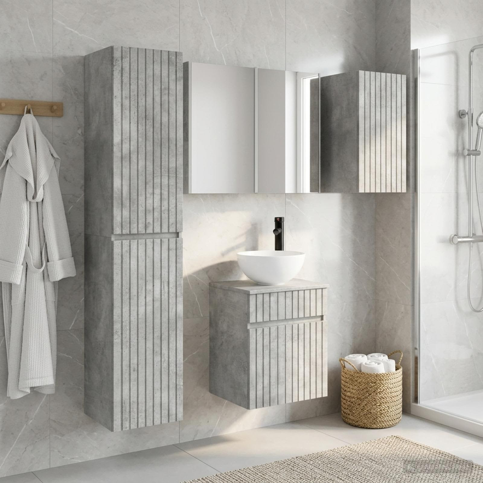 vidaXL Badezimmerschrank-Set 5 pcs Betongrau 43 x 11,5 x 60,5 cm