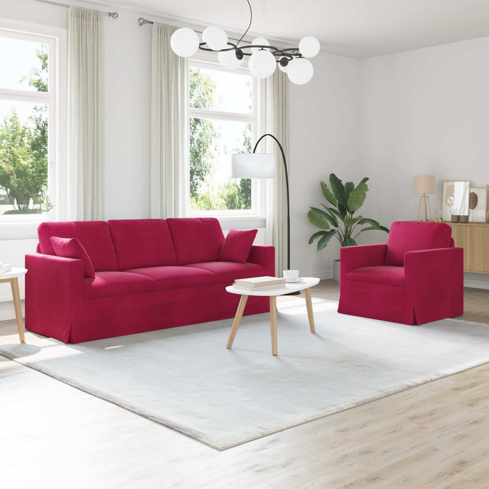 vidaXL Sofa Set 2 pcs Weinrot 198 x 78 x 80 cm Samt