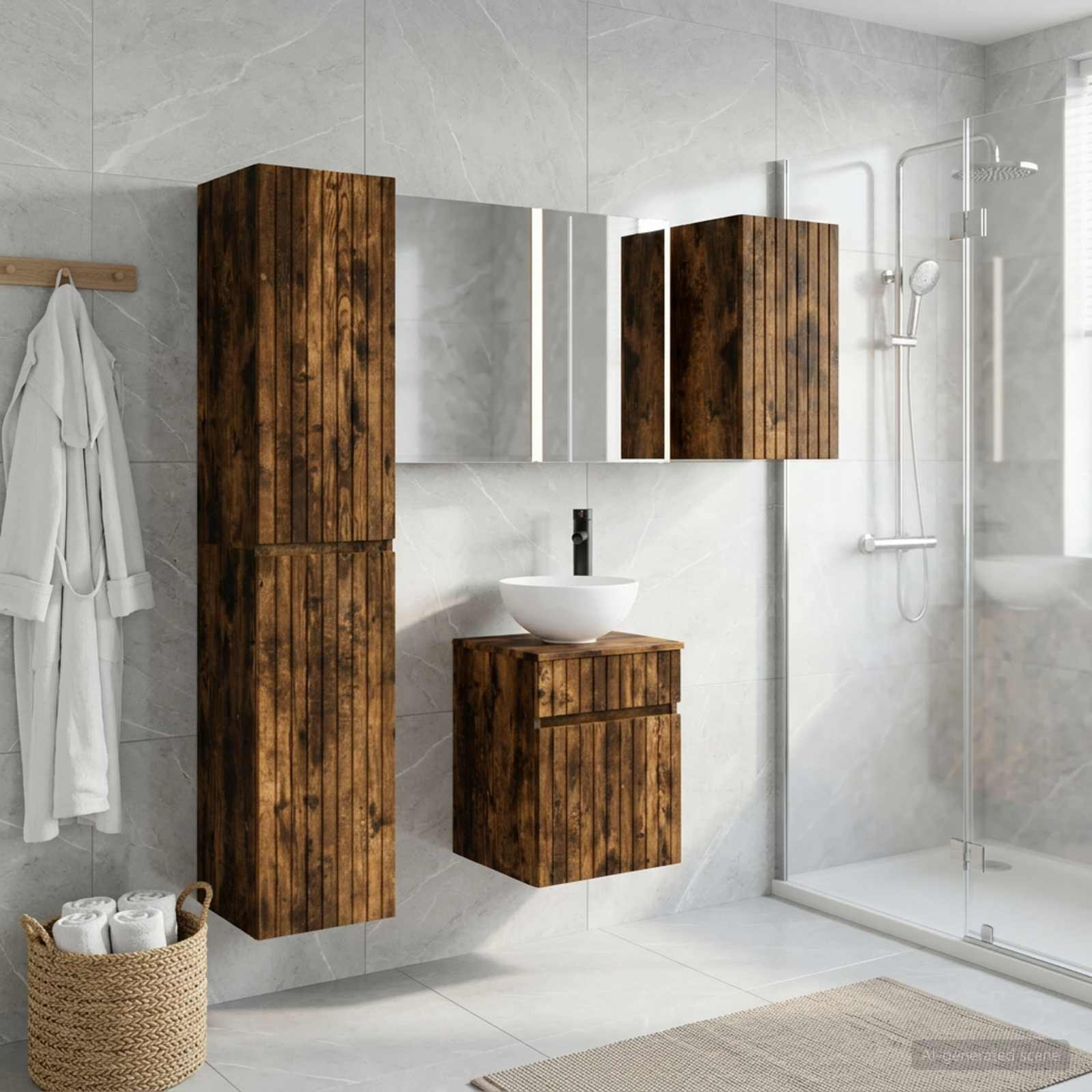 vidaXL Badezimmerschrank-Set 5 pcs Geräucherte Eiche