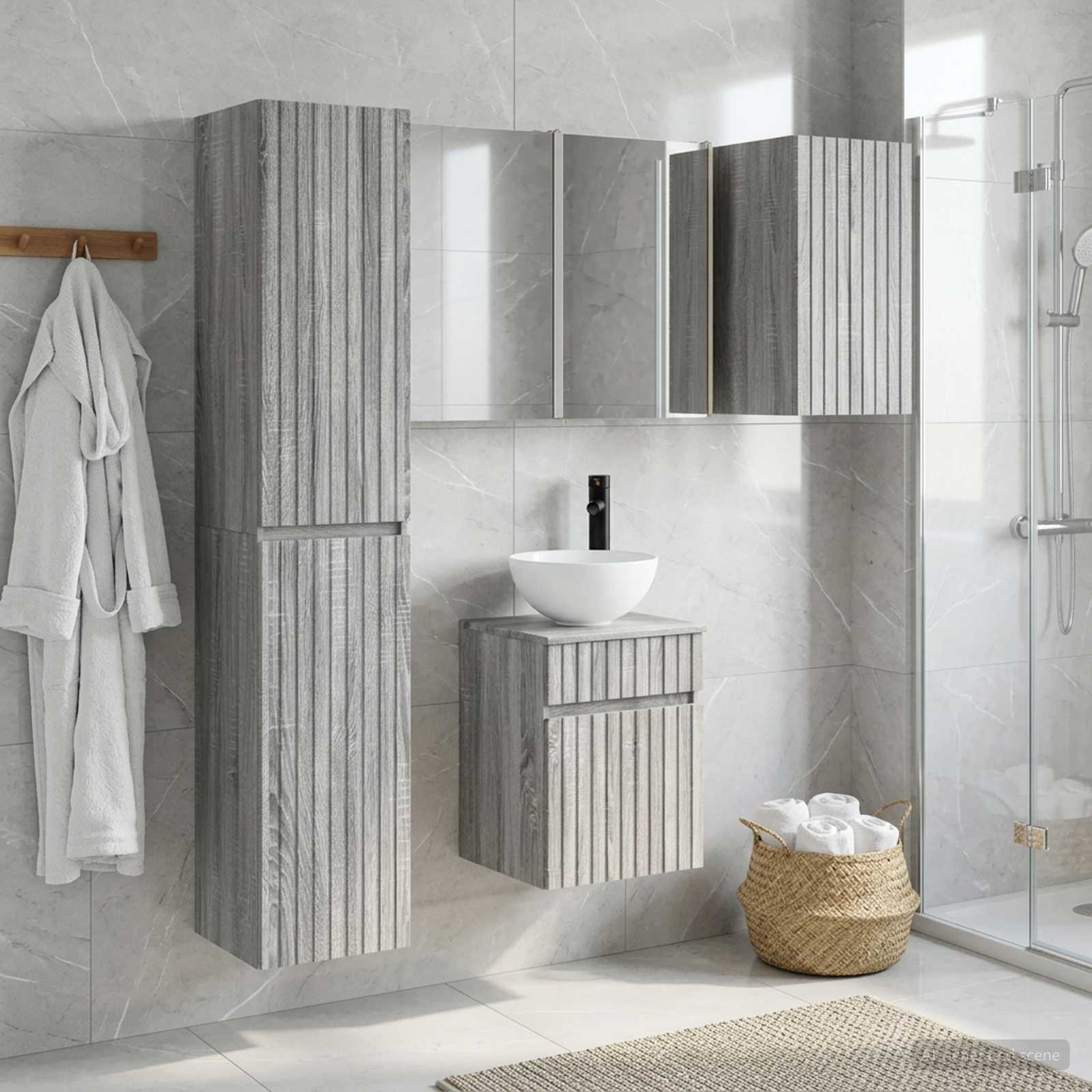 vidaXL Badezimmerschrank-Set 5 pcs Grau Sonoma 43 x 11,5 x 60,5 cm