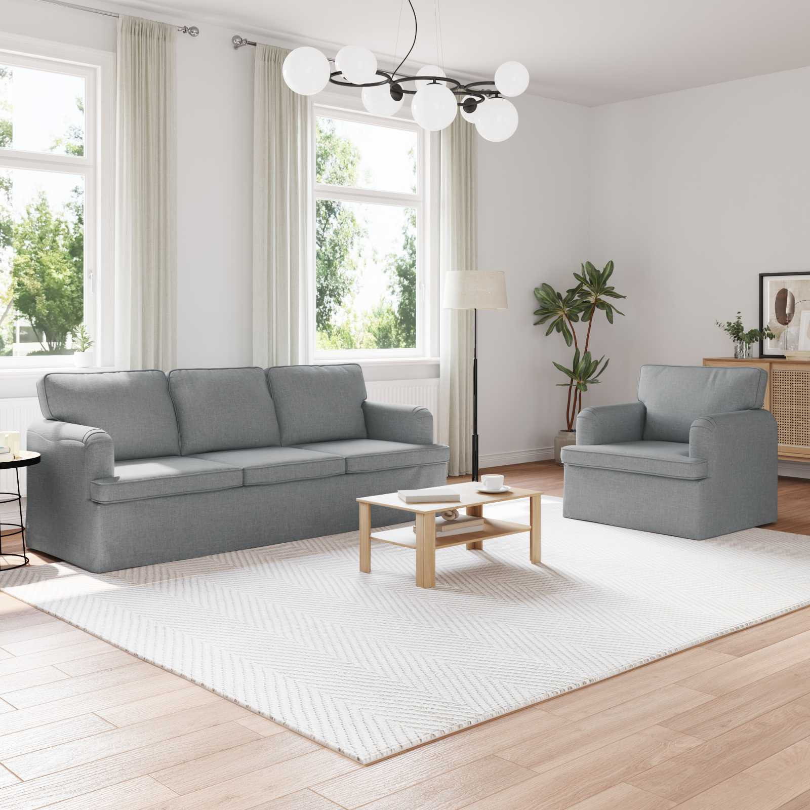 vidaXL Sofa Set 2 pcs Hellgrau 201 x 80 x 85 cm Stoff