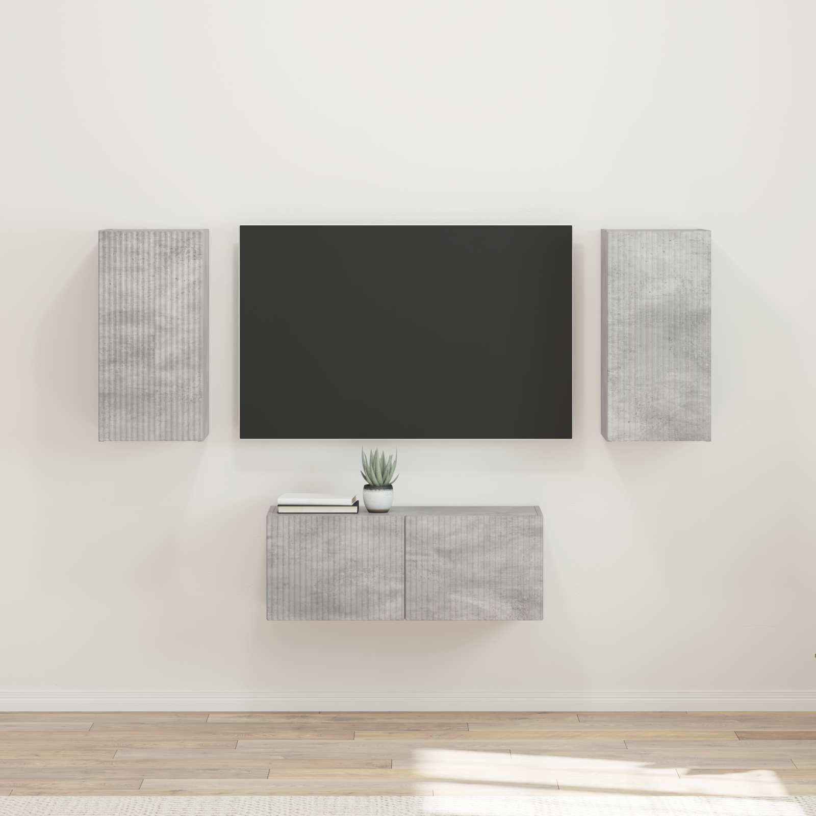 vidaXL TV-Schrankset Wandmontiert 6 pcs Beton Grau Holzwerkstoff