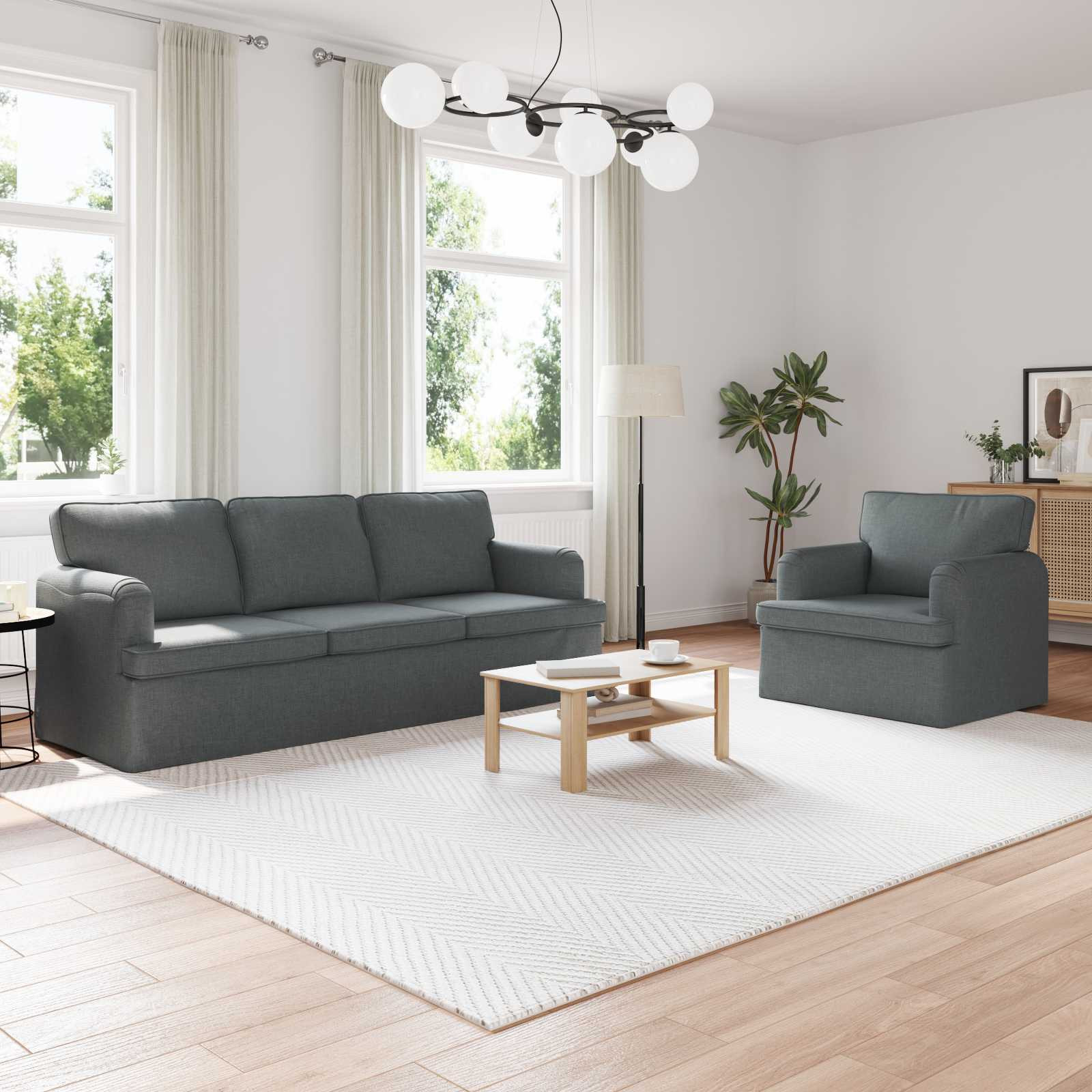 vidaXL Sofa Set 2 pcs Dunkelgrau 201 x 80 x 85 cm Stoff